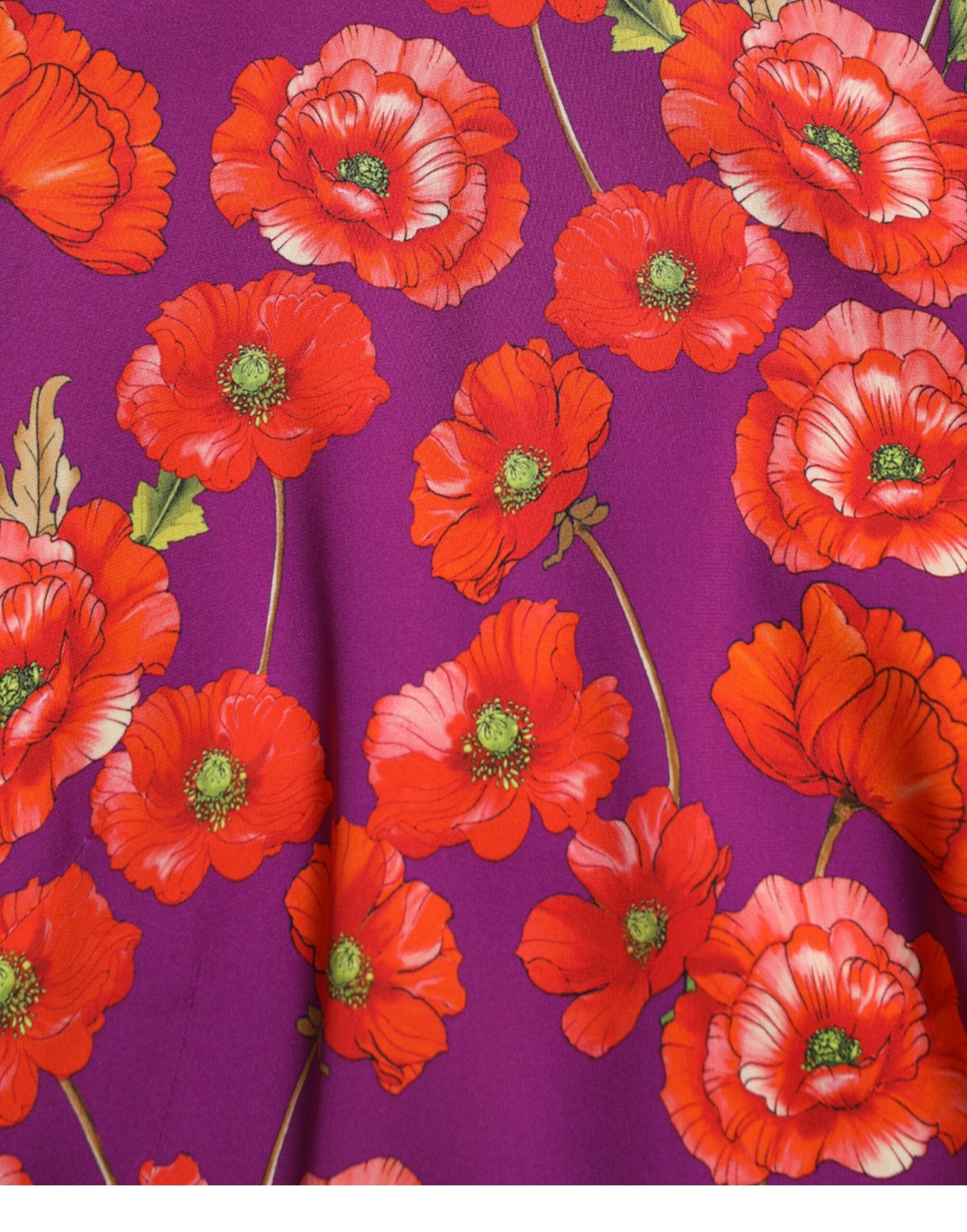 Dolce & Gabbana Mehrfarbiges Etuikleid mit Mohnblumenmuster-6