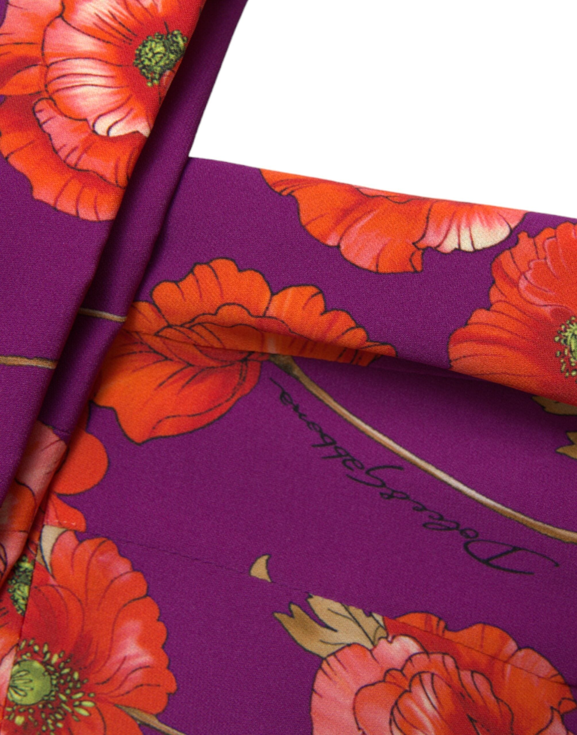 Dolce & Gabbana Mehrfarbiges Etuikleid mit Mohnblumenmuster-7
