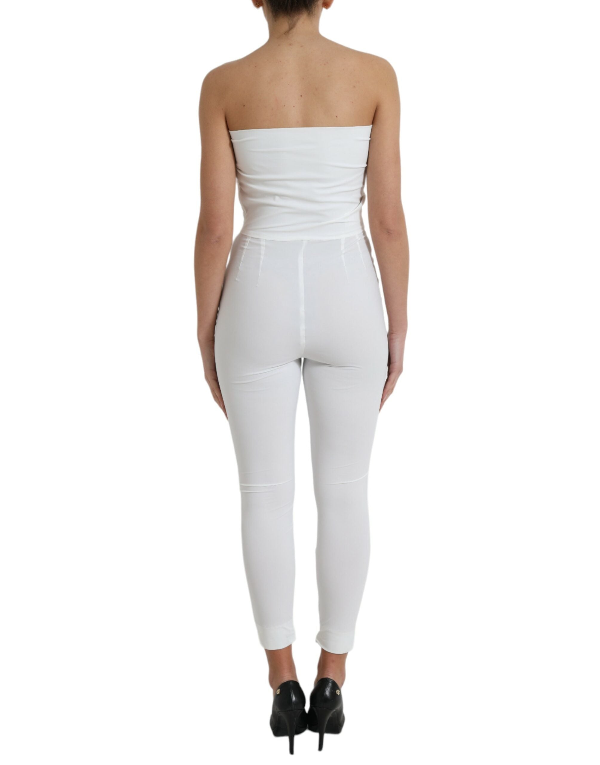 Dolce & Gabbana Weißes Nylon trägerloses Bodycon Jumpsuit Kleid-3