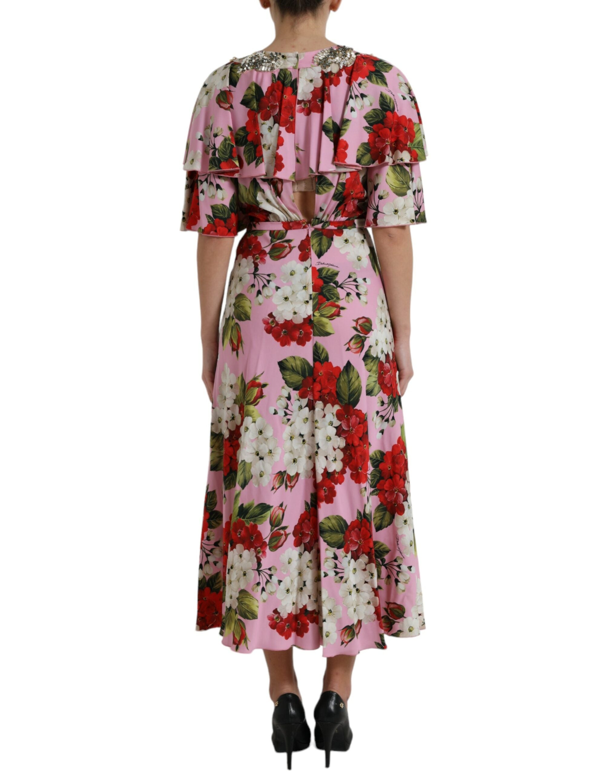 Dolce & Gabbana Multicolor Floral Crystal Embellished A-Line Dress-3
