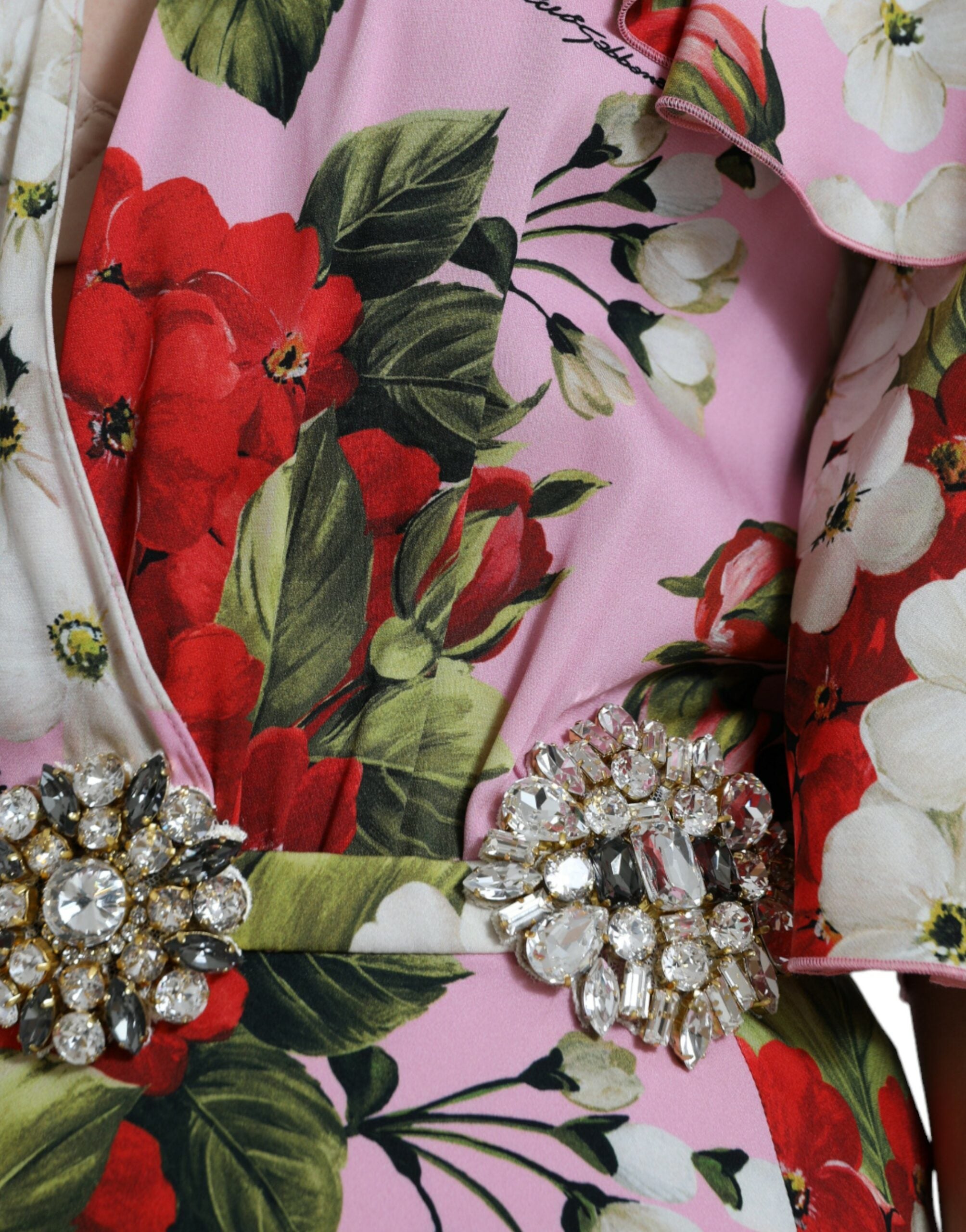 Dolce & Gabbana Multicolor Floral Crystal Embellished A-Line Dress-5