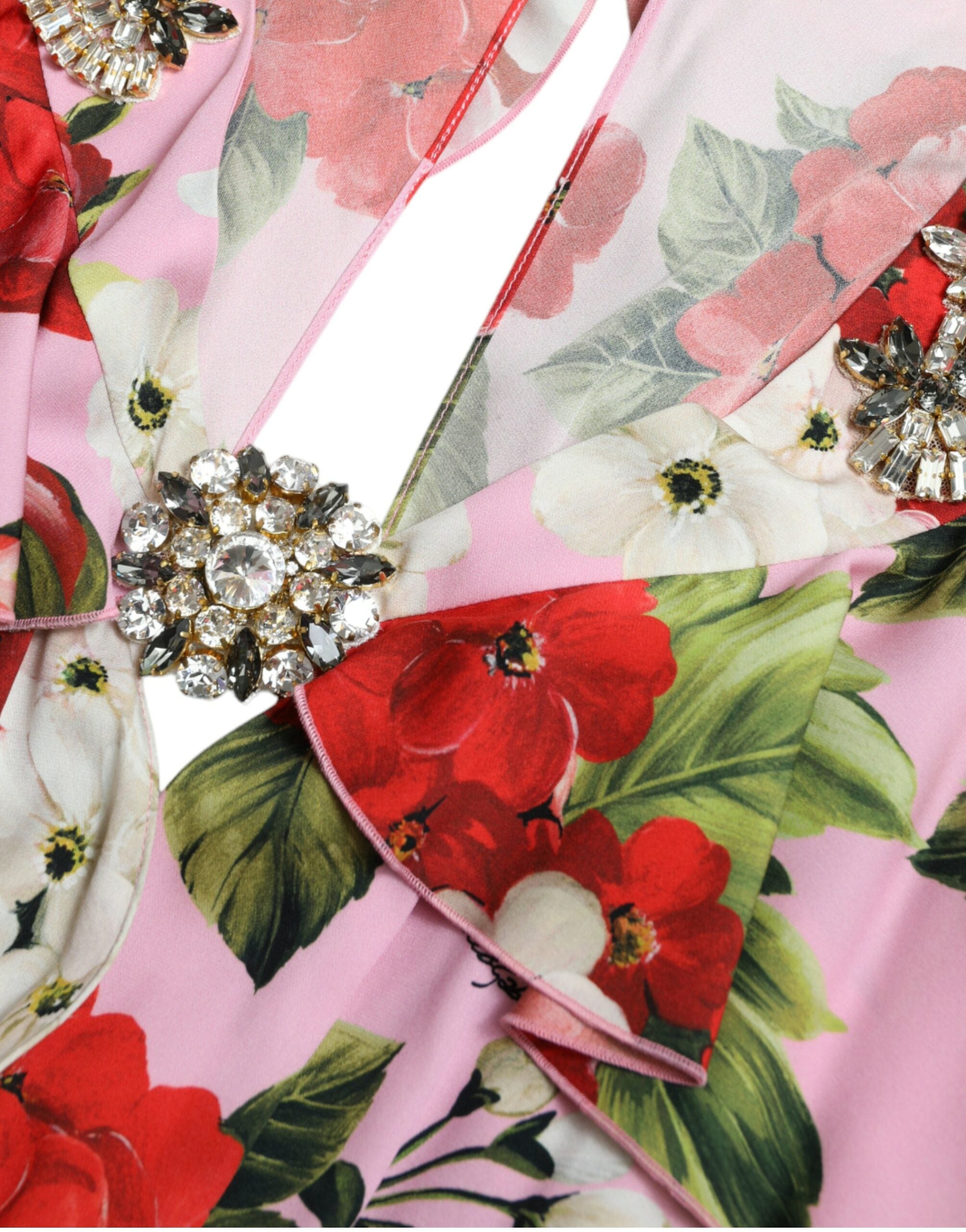 Dolce & Gabbana Multicolor Floral Crystal Embellished A-Line Dress-6