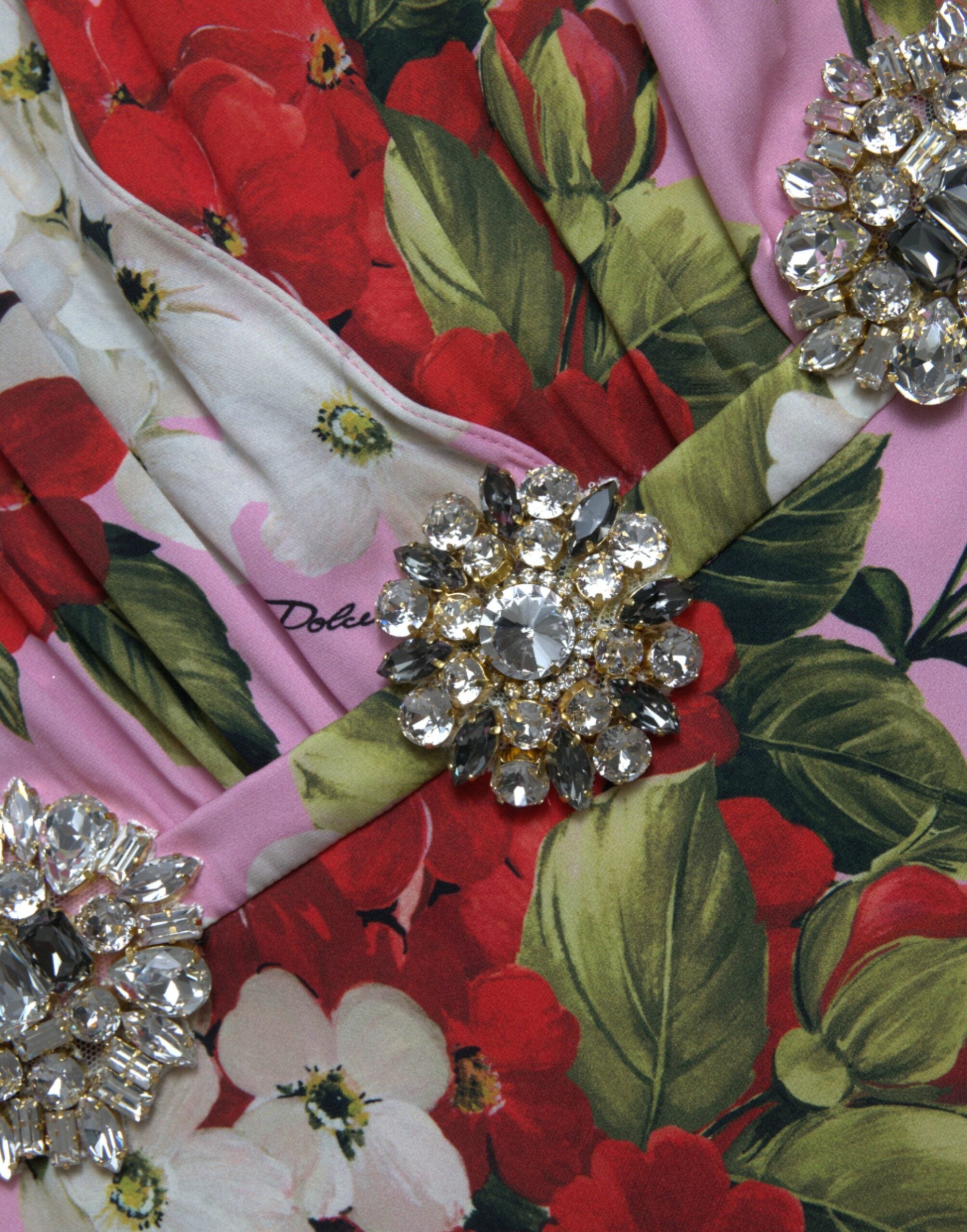 Dolce & Gabbana Multicolor Floral Crystal Embellished A-Line Dress-7
