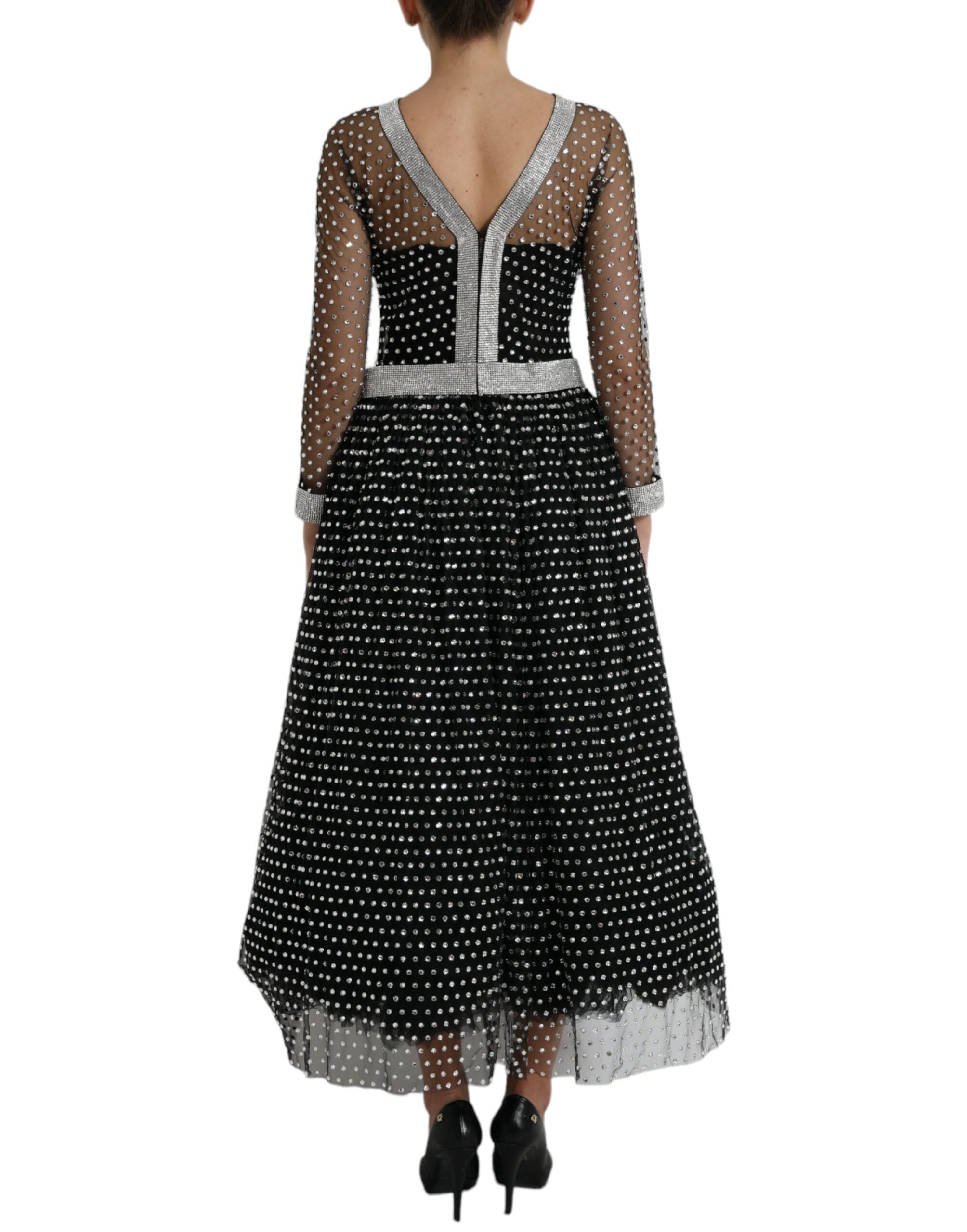 Dolce & Gabbana Schwarzes kristallverziertes Kleid in A-Linie-3