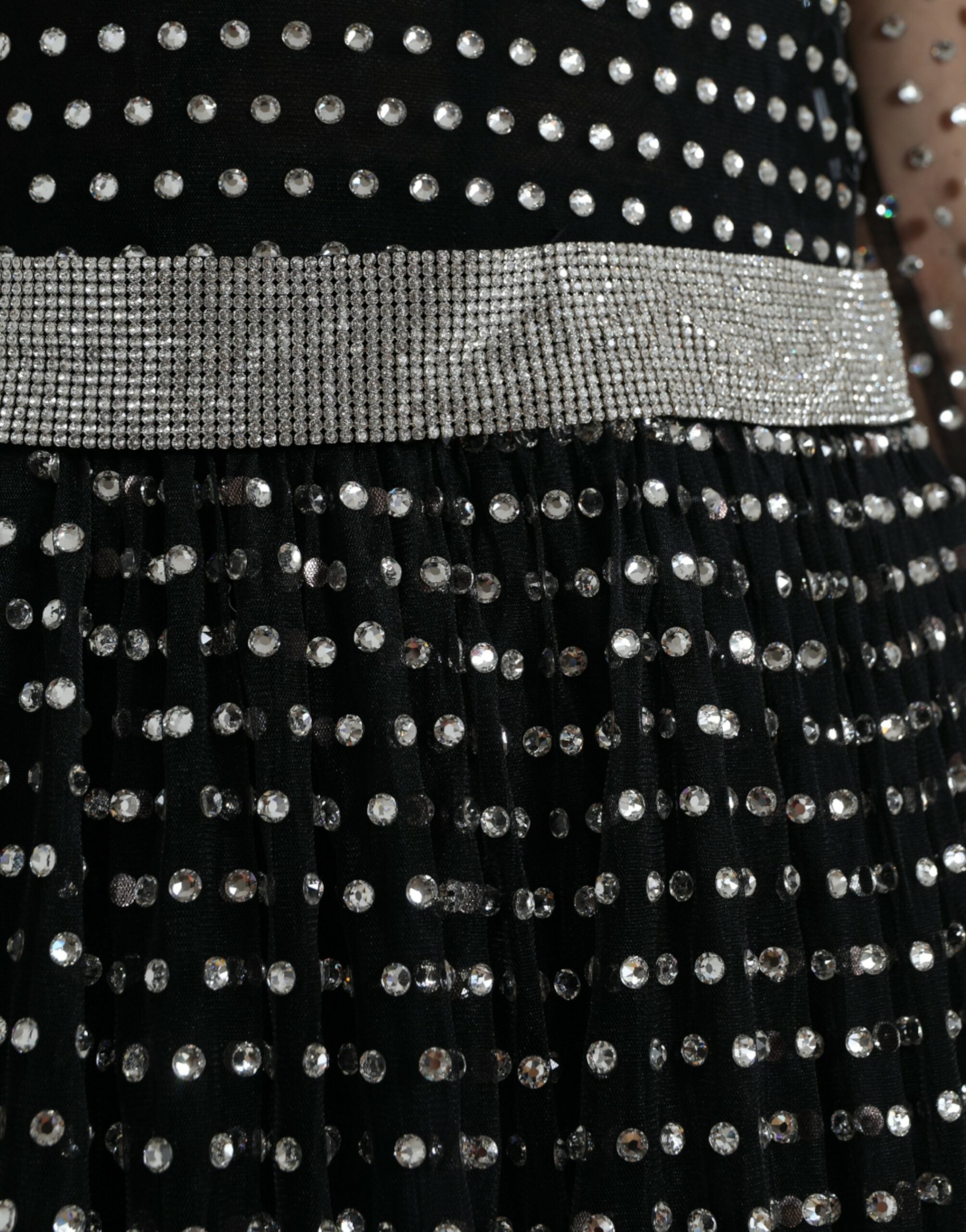 Dolce & Gabbana Schwarzes kristallverziertes Kleid in A-Linie-4