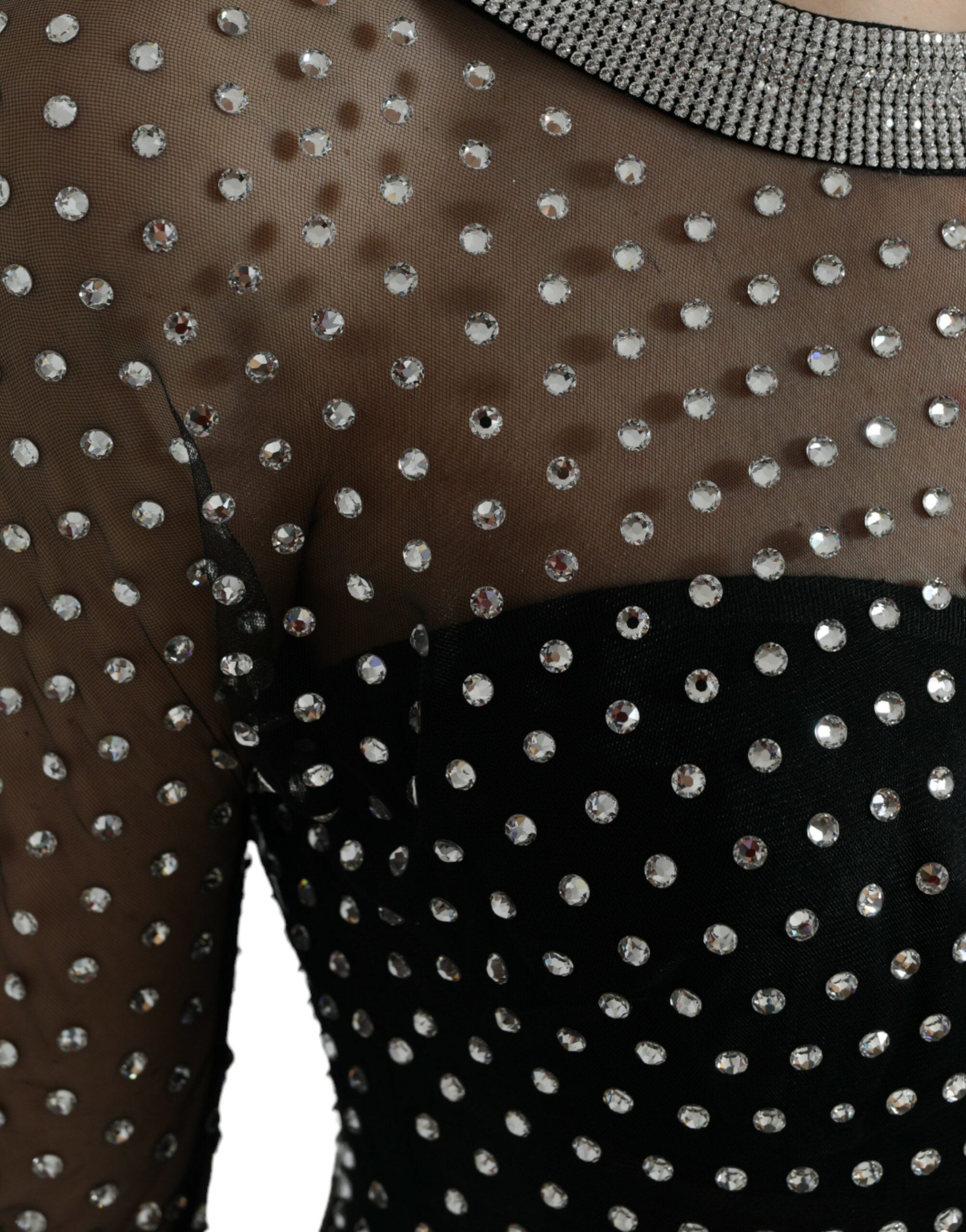 Dolce & Gabbana Schwarzes kristallverziertes Kleid in A-Linie-5