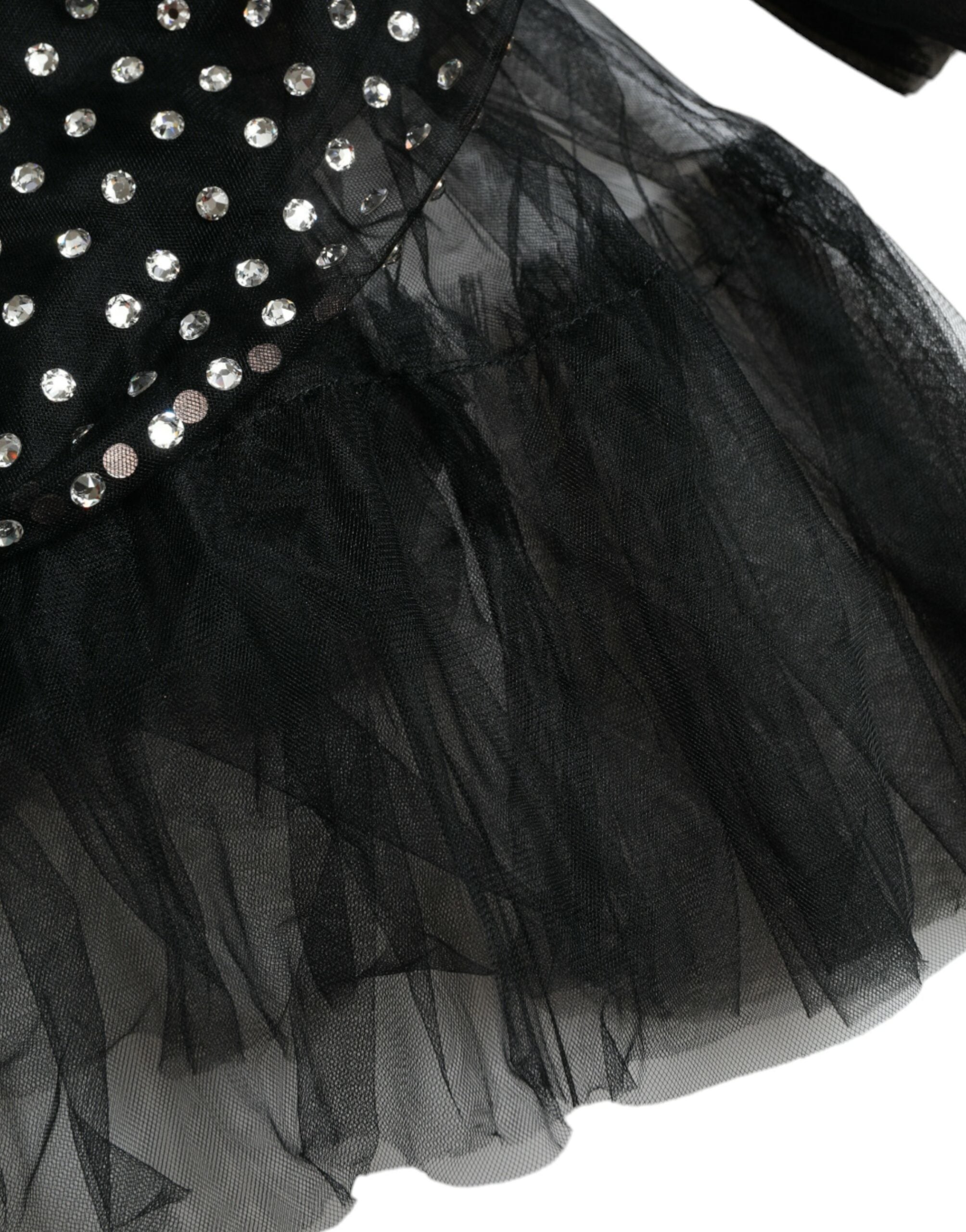 Dolce & Gabbana Schwarzes kristallverziertes Kleid in A-Linie-7