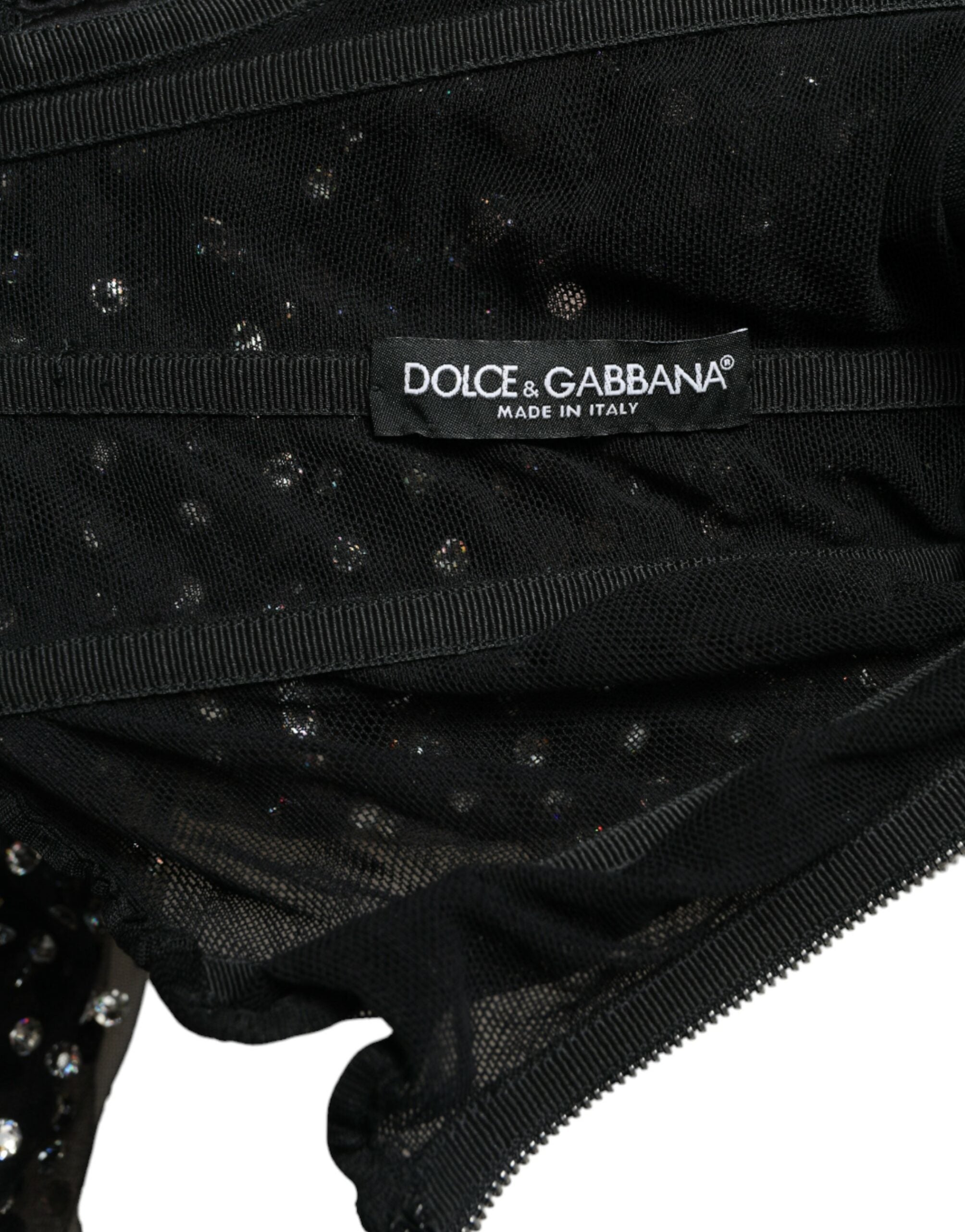Dolce & Gabbana Schwarzes kristallverziertes Kleid in A-Linie-8