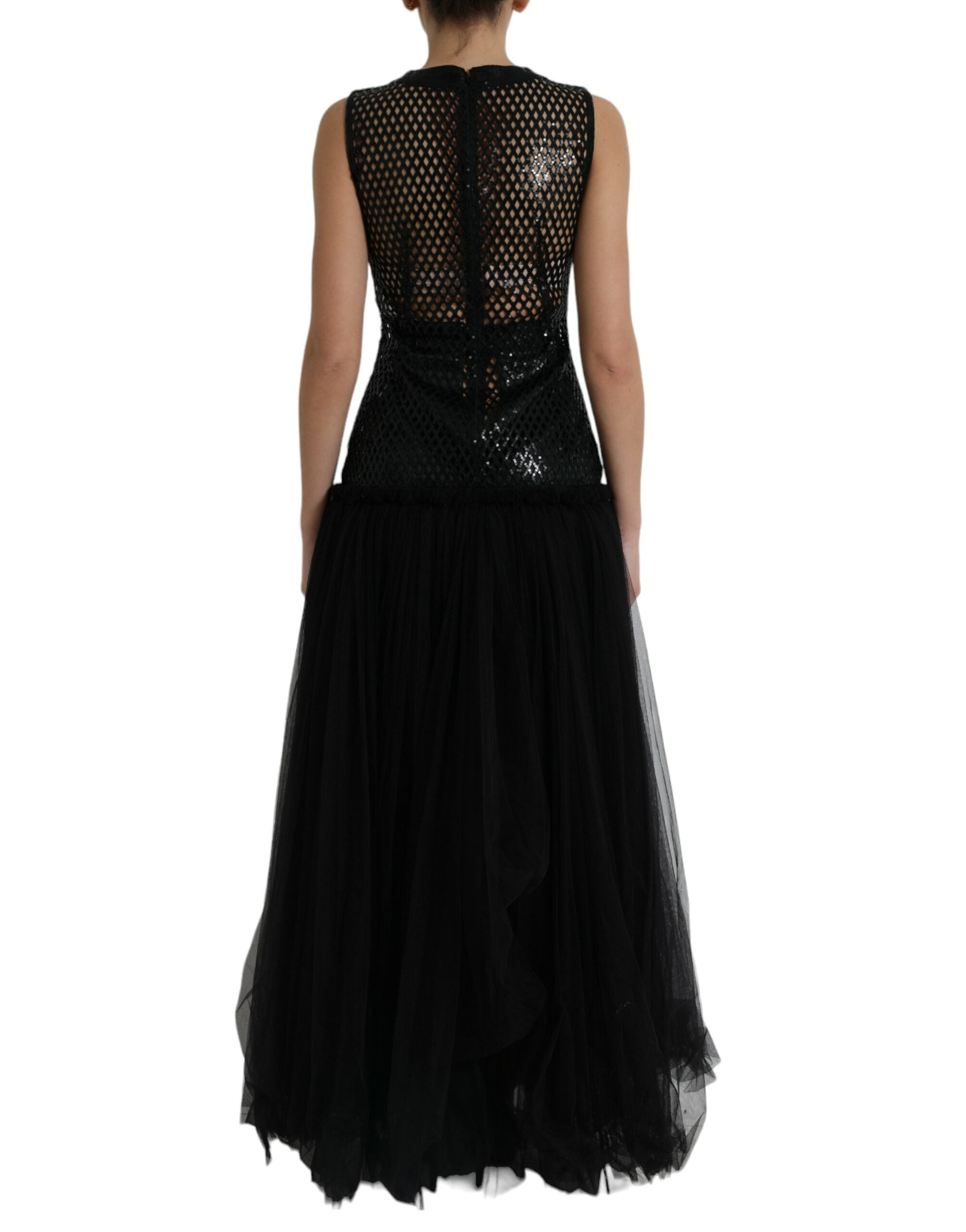 Dolce & Gabbana black sequined sleeveless mesh dress-3