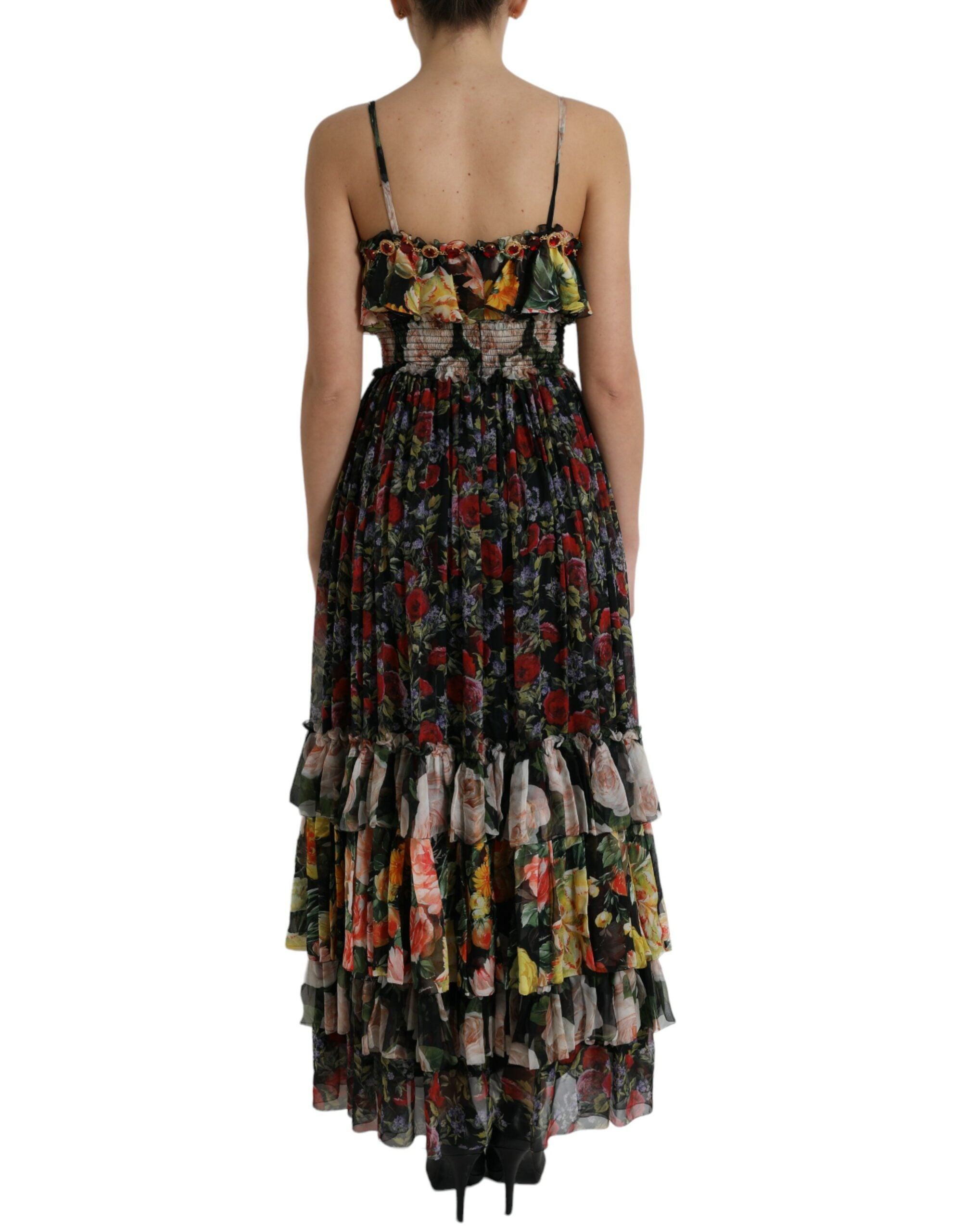 Dolce & Gabbana multicoloured floral tiered chiffon maxi dress-3