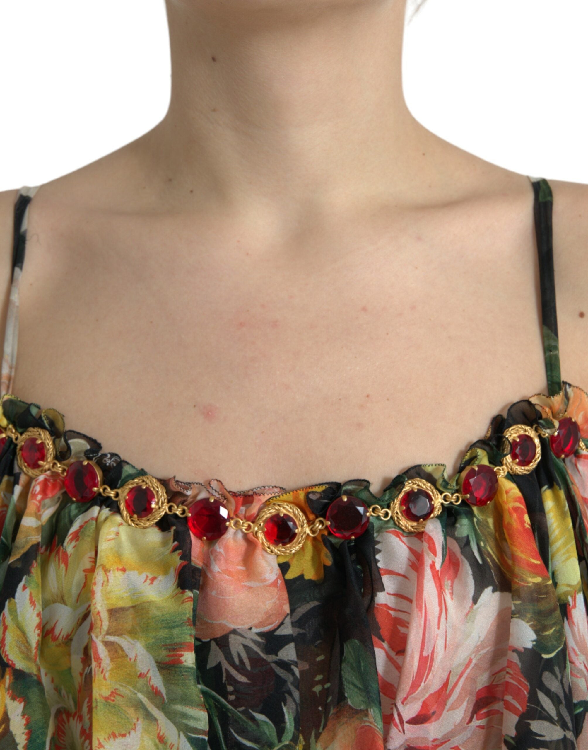 Dolce & Gabbana multicoloured floral tiered chiffon maxi dress-4