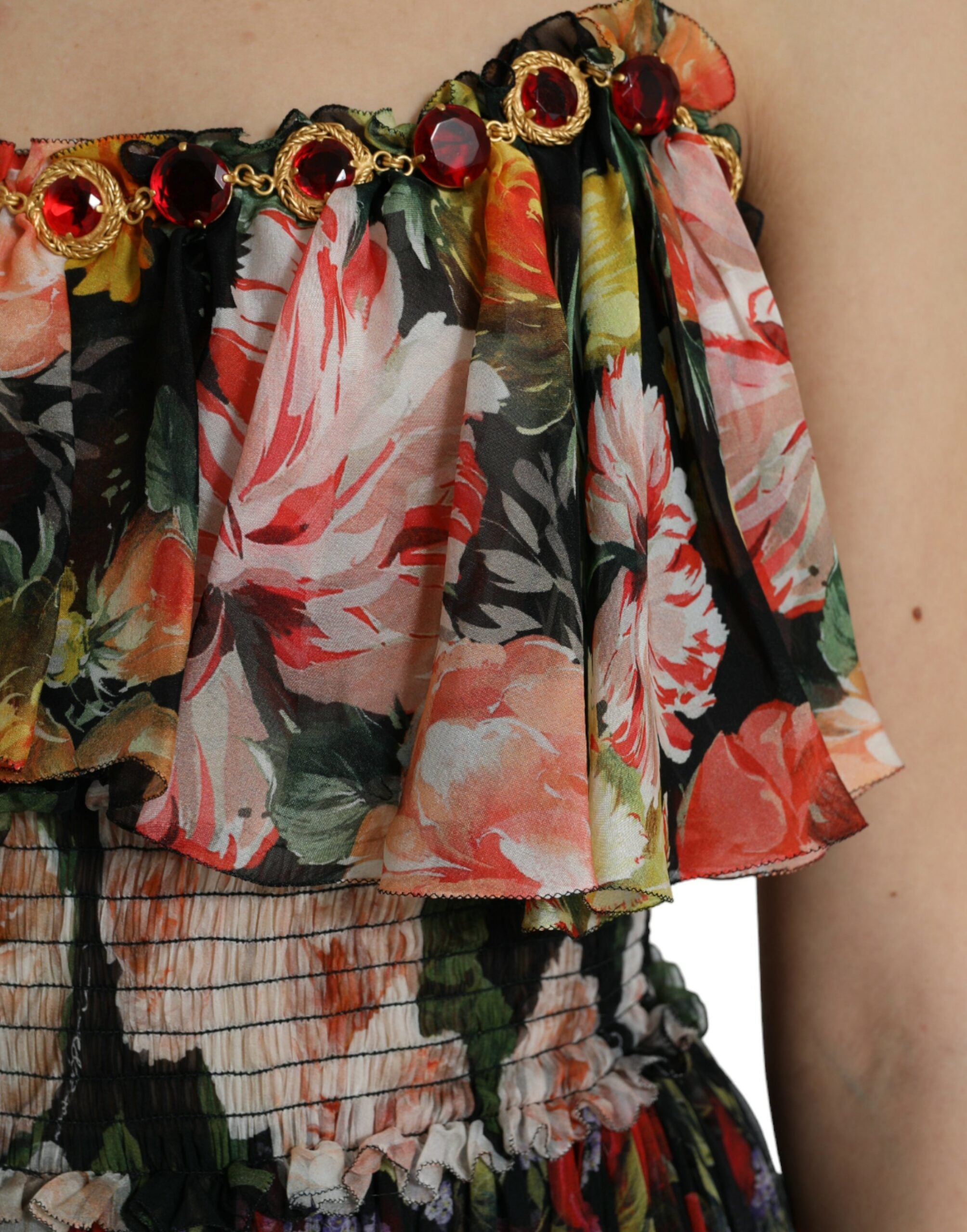 Dolce & Gabbana multicoloured floral tiered chiffon maxi dress-5