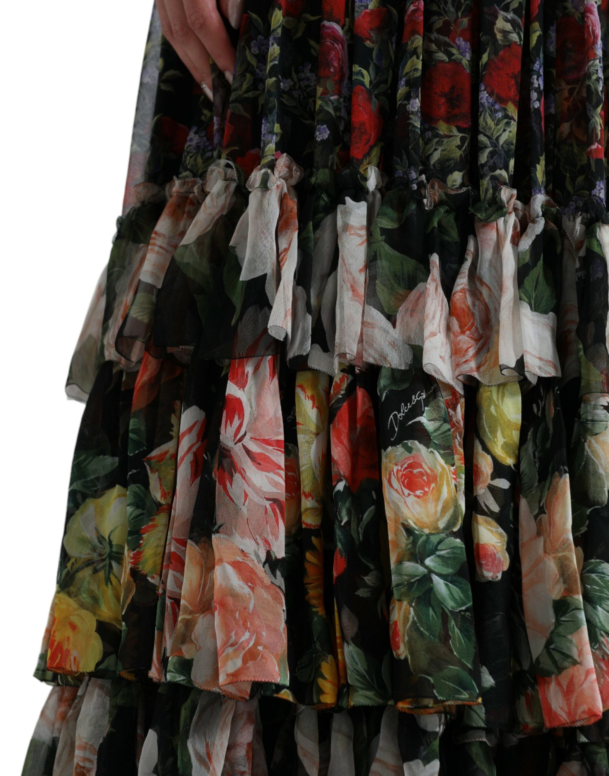 Dolce & Gabbana multicoloured floral tiered chiffon maxi dress-6