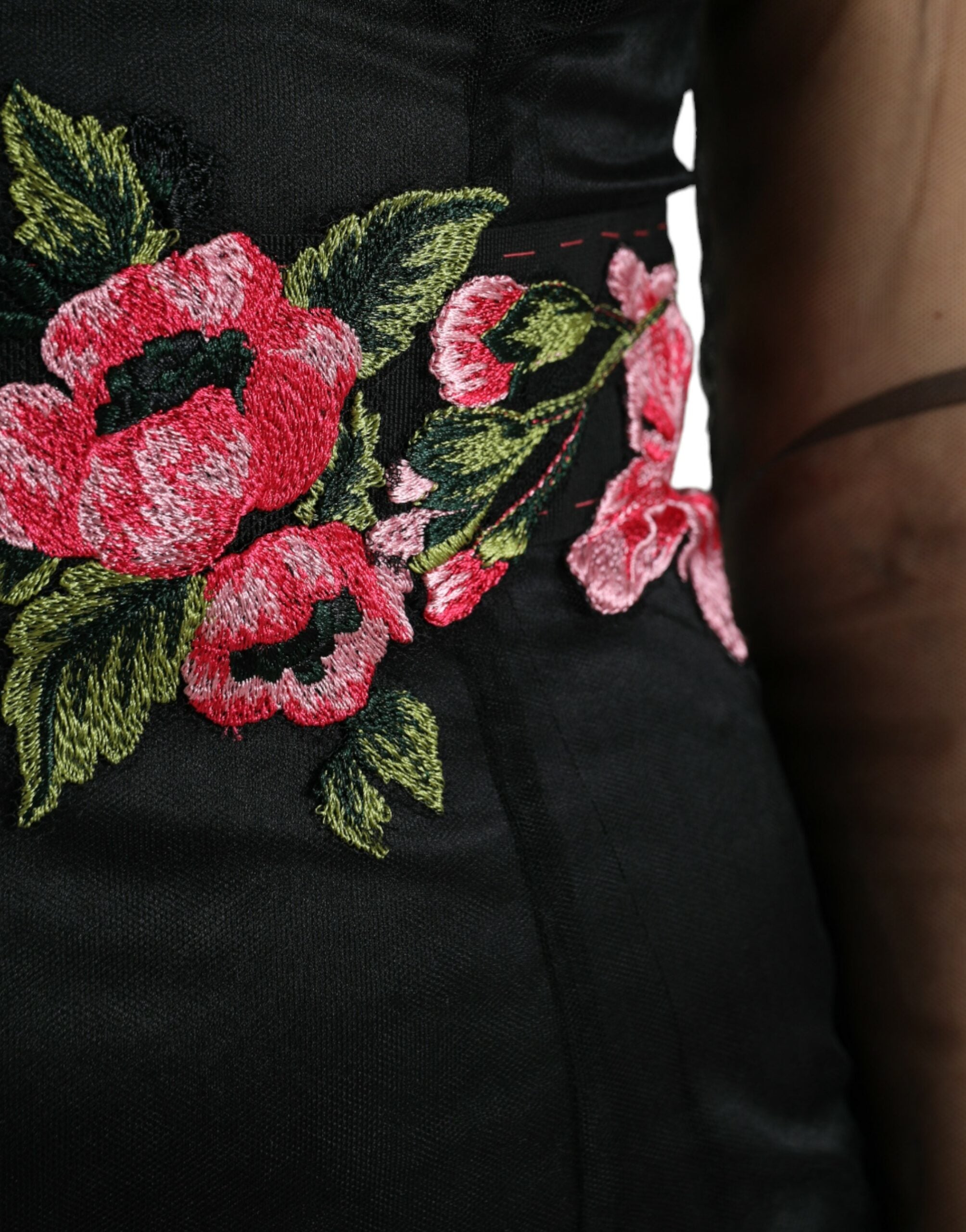 Dolce & Gabbana black dress with floral embroidery made of mesh tulle-6