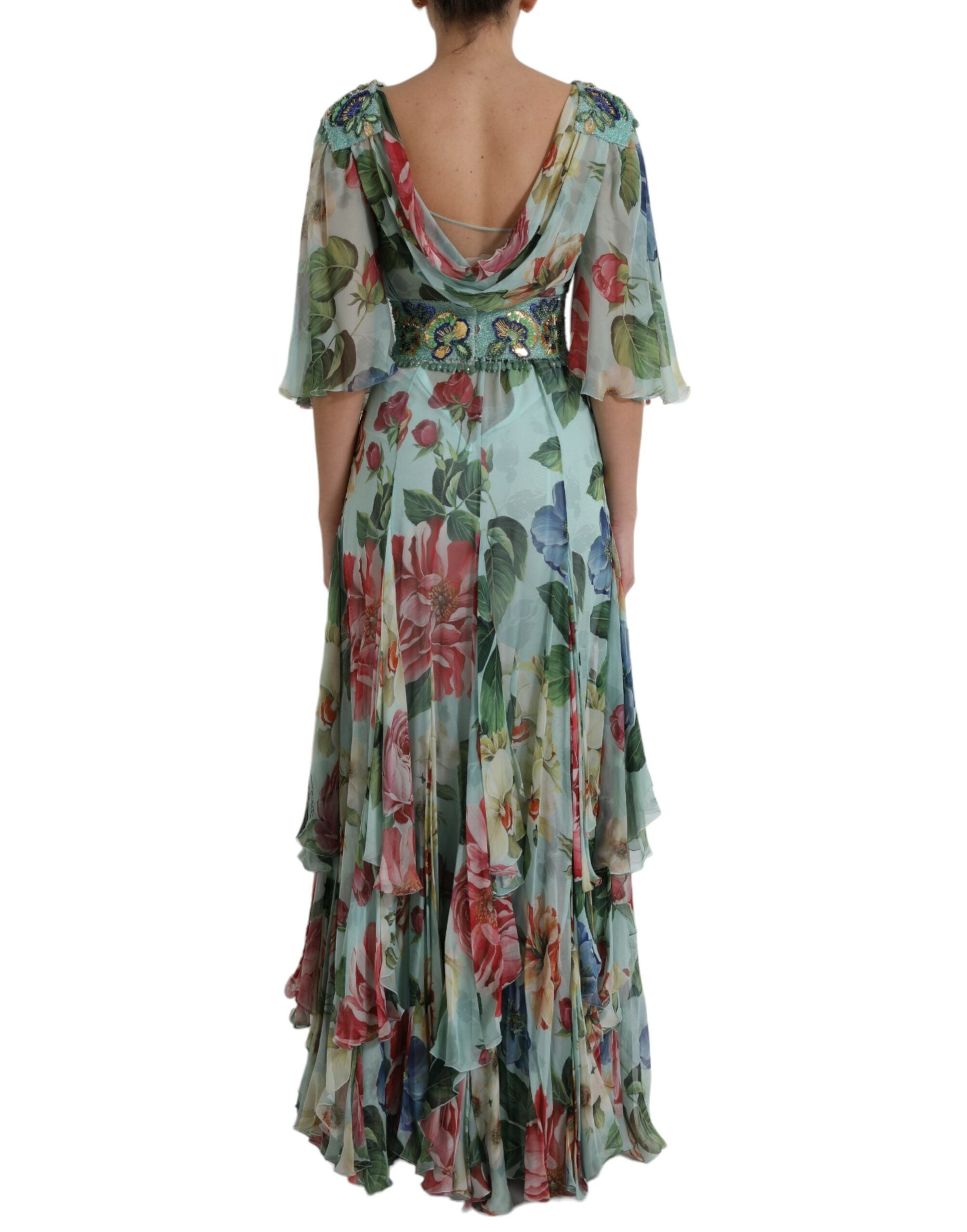 Dolce & Gabbana Blue tiered maxi dress with floral print-3