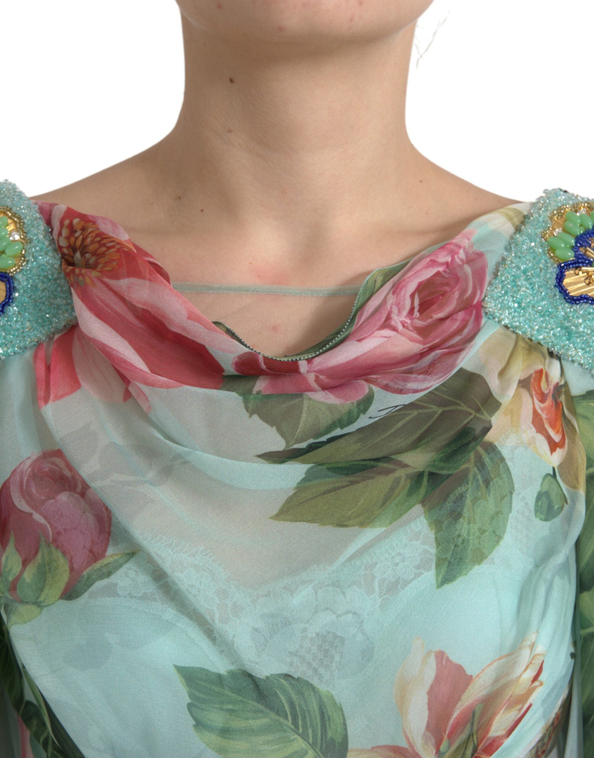 Dolce & Gabbana Blue tiered maxi dress with floral print-4