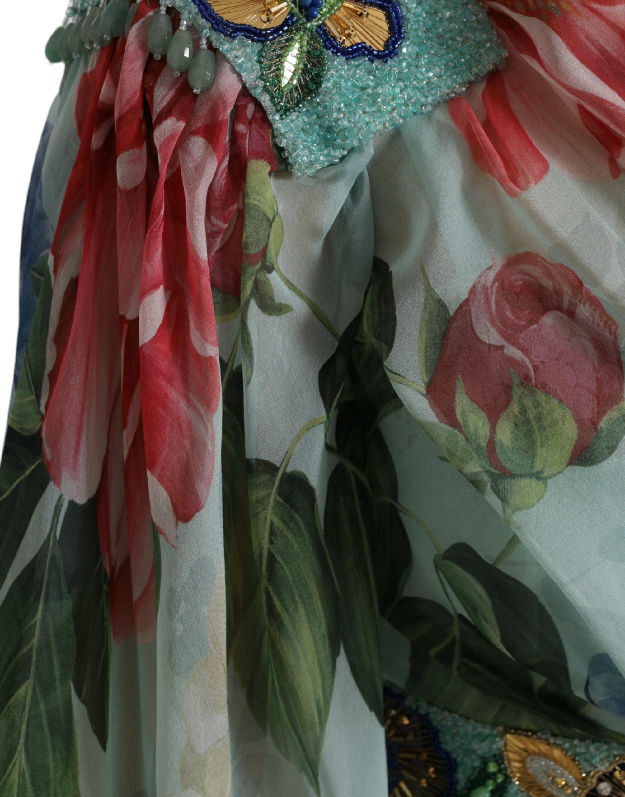 Dolce & Gabbana Blue tiered maxi dress with floral print-5