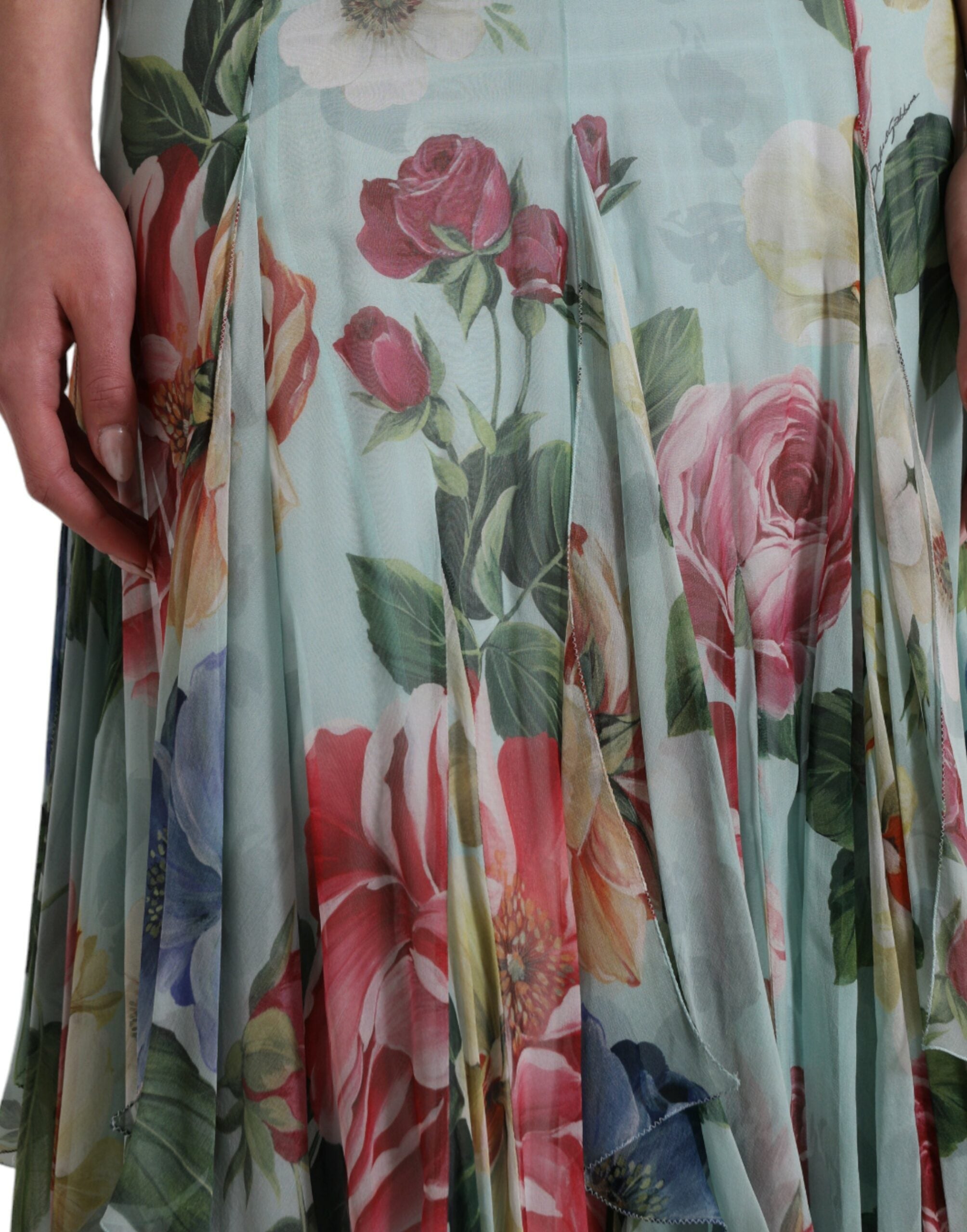 Dolce & Gabbana Blue tiered maxi dress with floral print-7