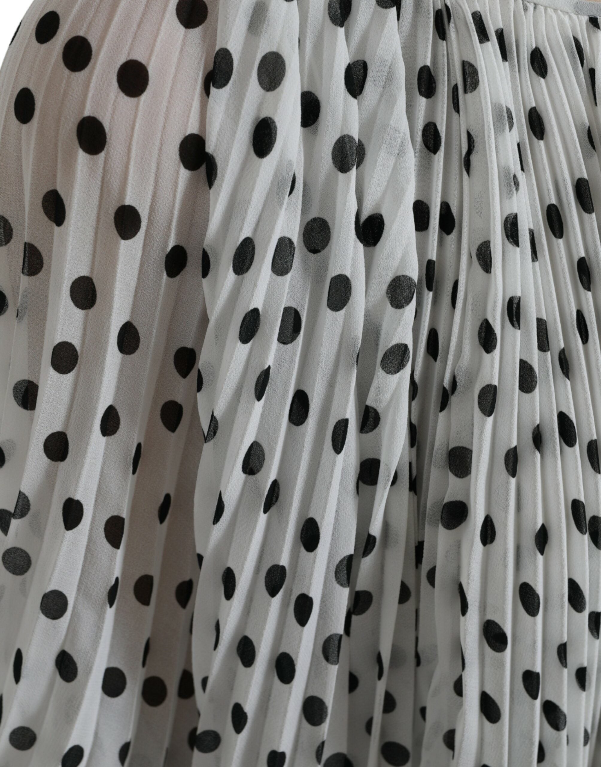 Dolce & Gabbana White polka dot maxi dress in A-line with pleats-6