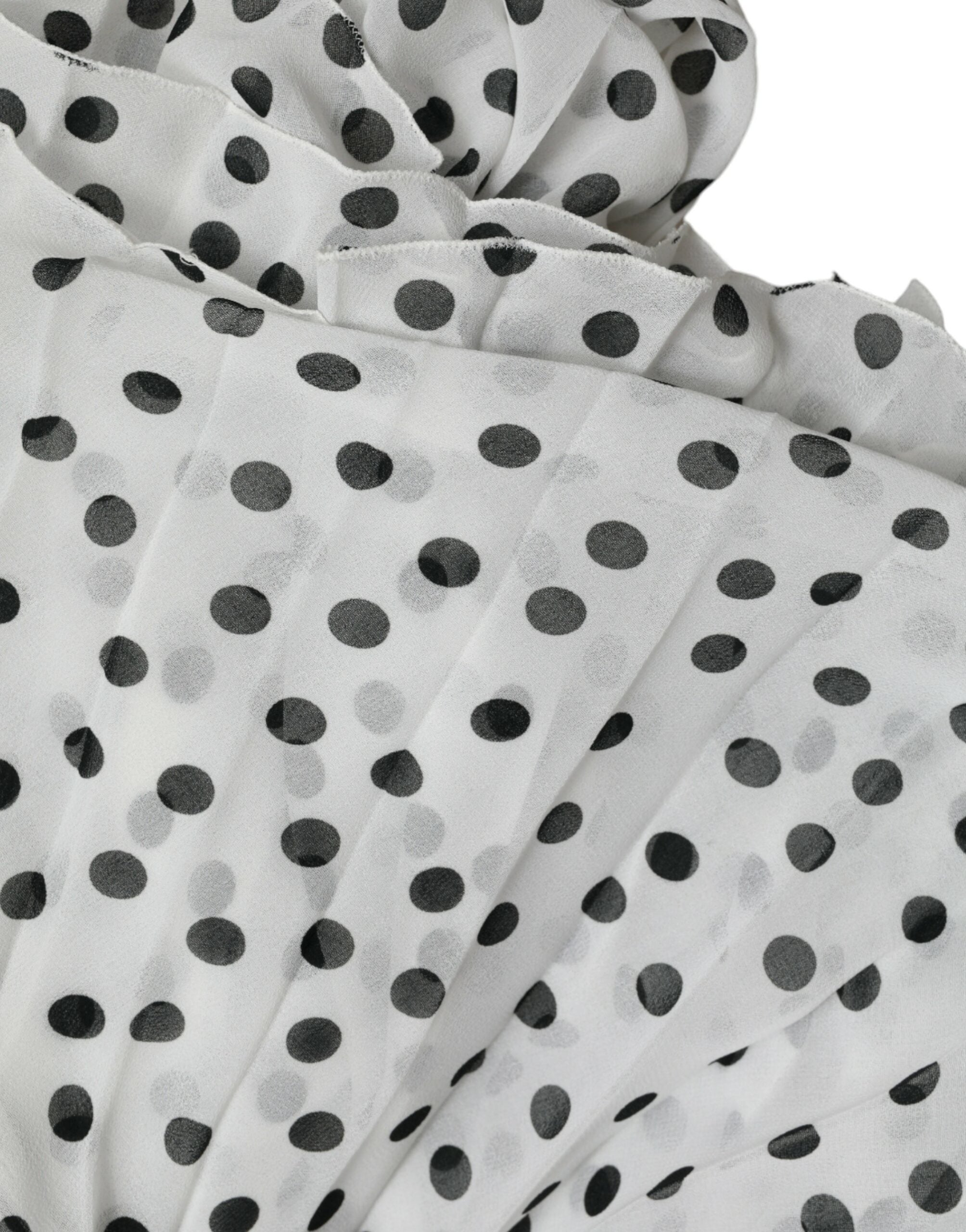 Dolce & Gabbana White polka dot maxi dress in A-line with pleats-7