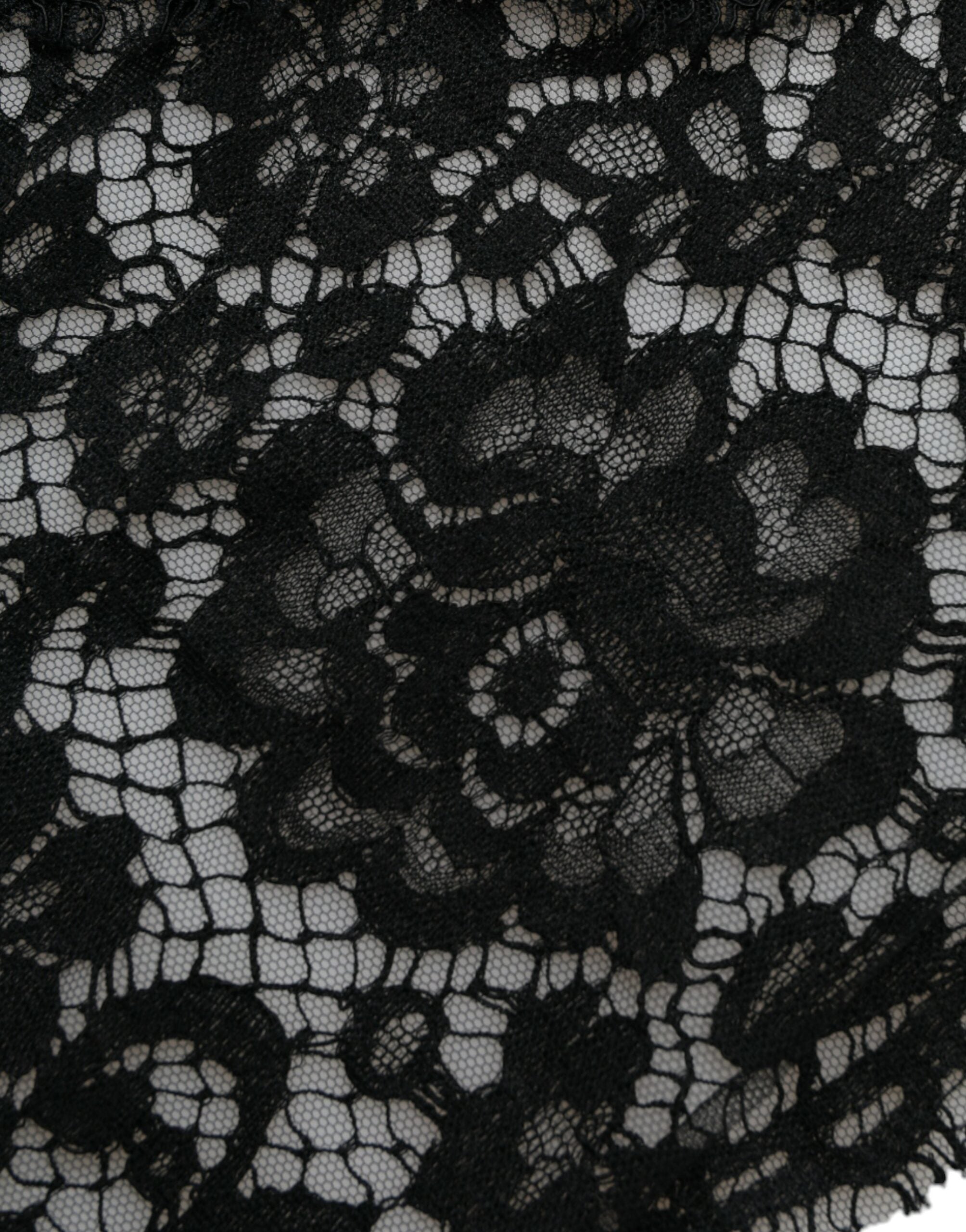 Dolce & Gabbana Schwarzes Etuikleid aus Spitze mit Kristallverzierung-7