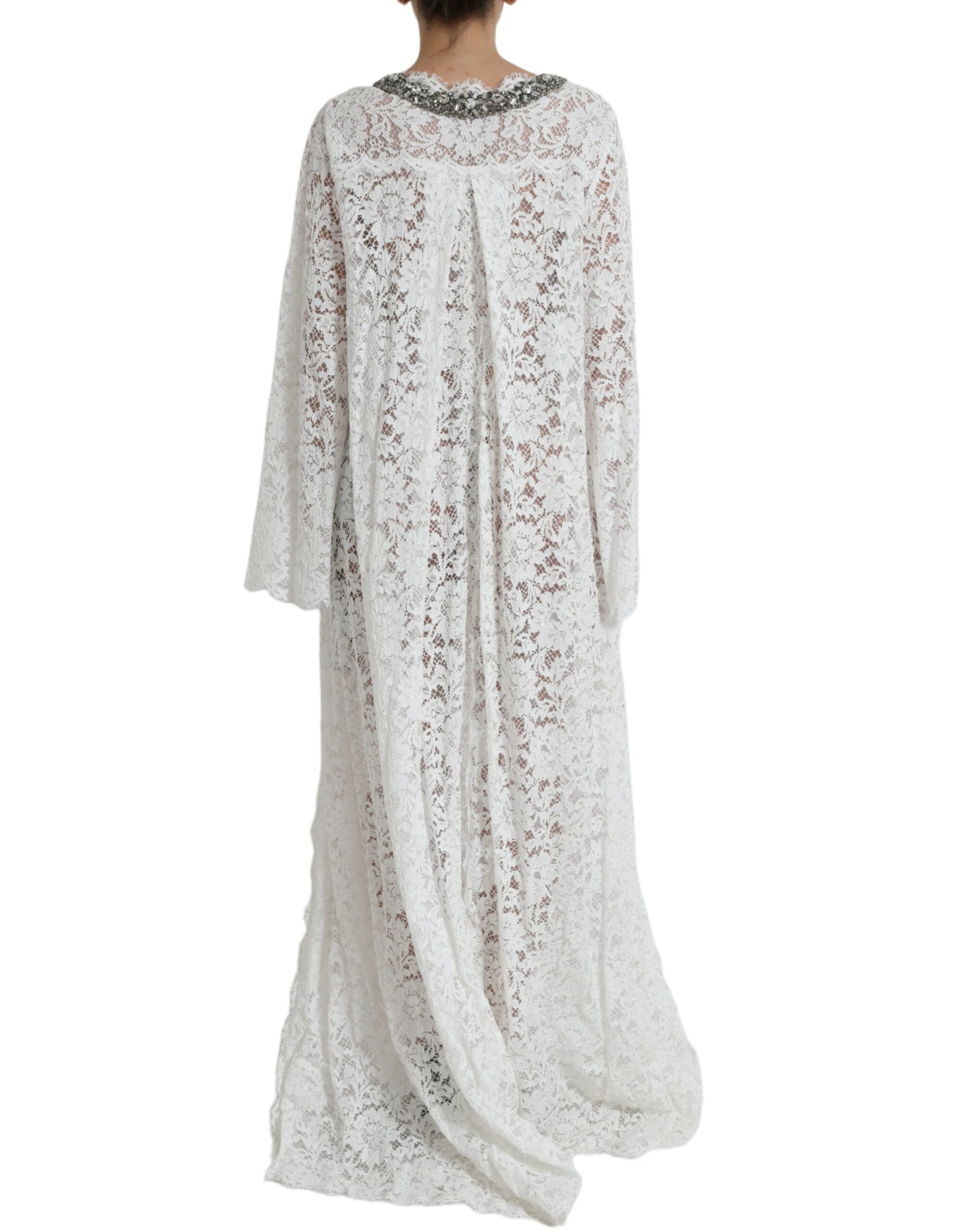 Dolce & Gabbana White, crystal-embellished lace sheath dress-3
