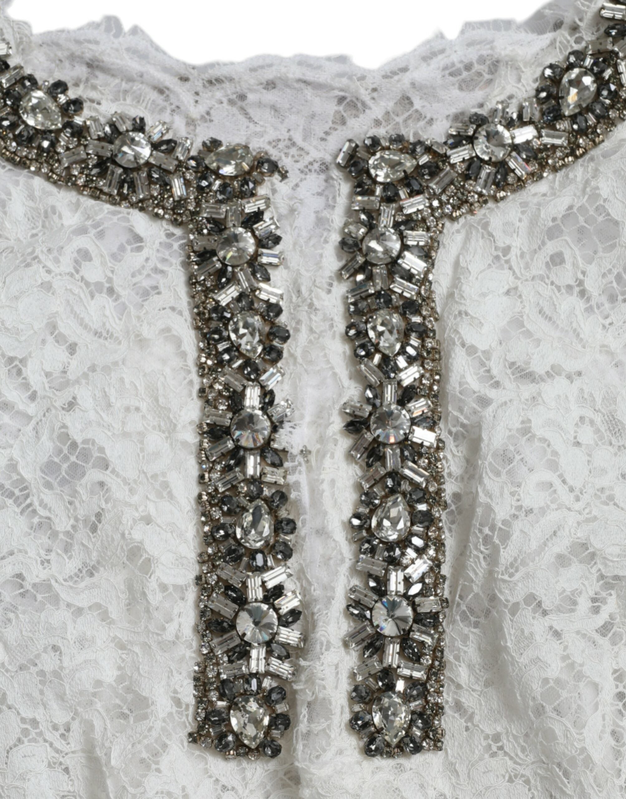 Dolce & Gabbana White, crystal-embellished lace sheath dress-6