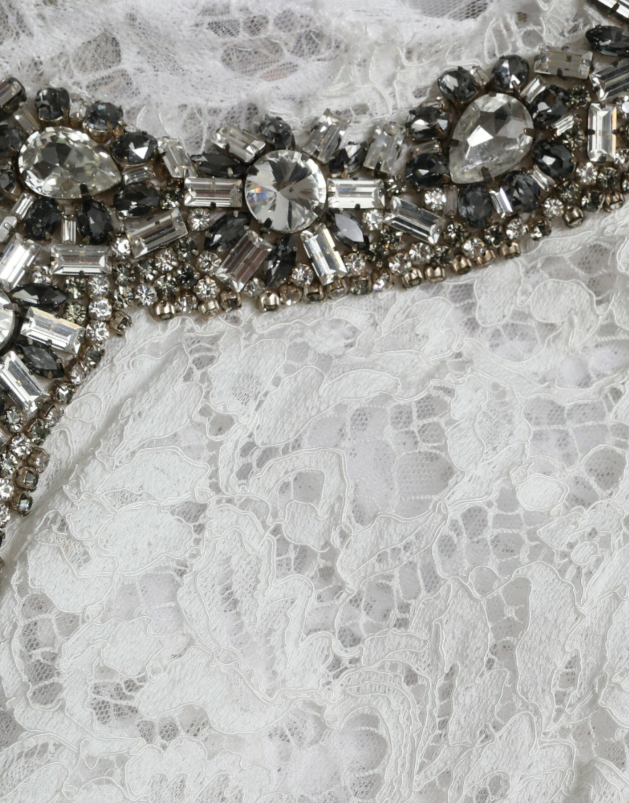 Dolce & Gabbana White, crystal-embellished lace sheath dress-7