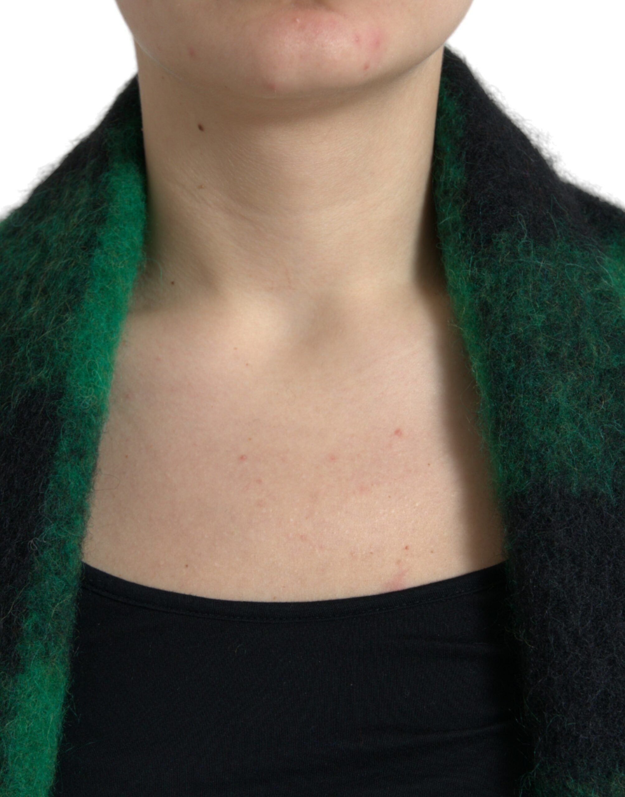 Dolce & Gabbana Black Green Buffalo Check Poncho Coat Jacket-4