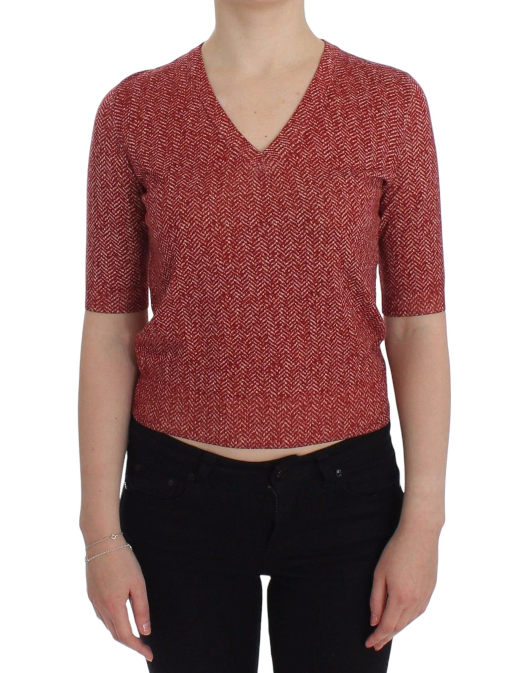 Jersey de manga corta Dolce & Gabbana en lana roja y tweed-1