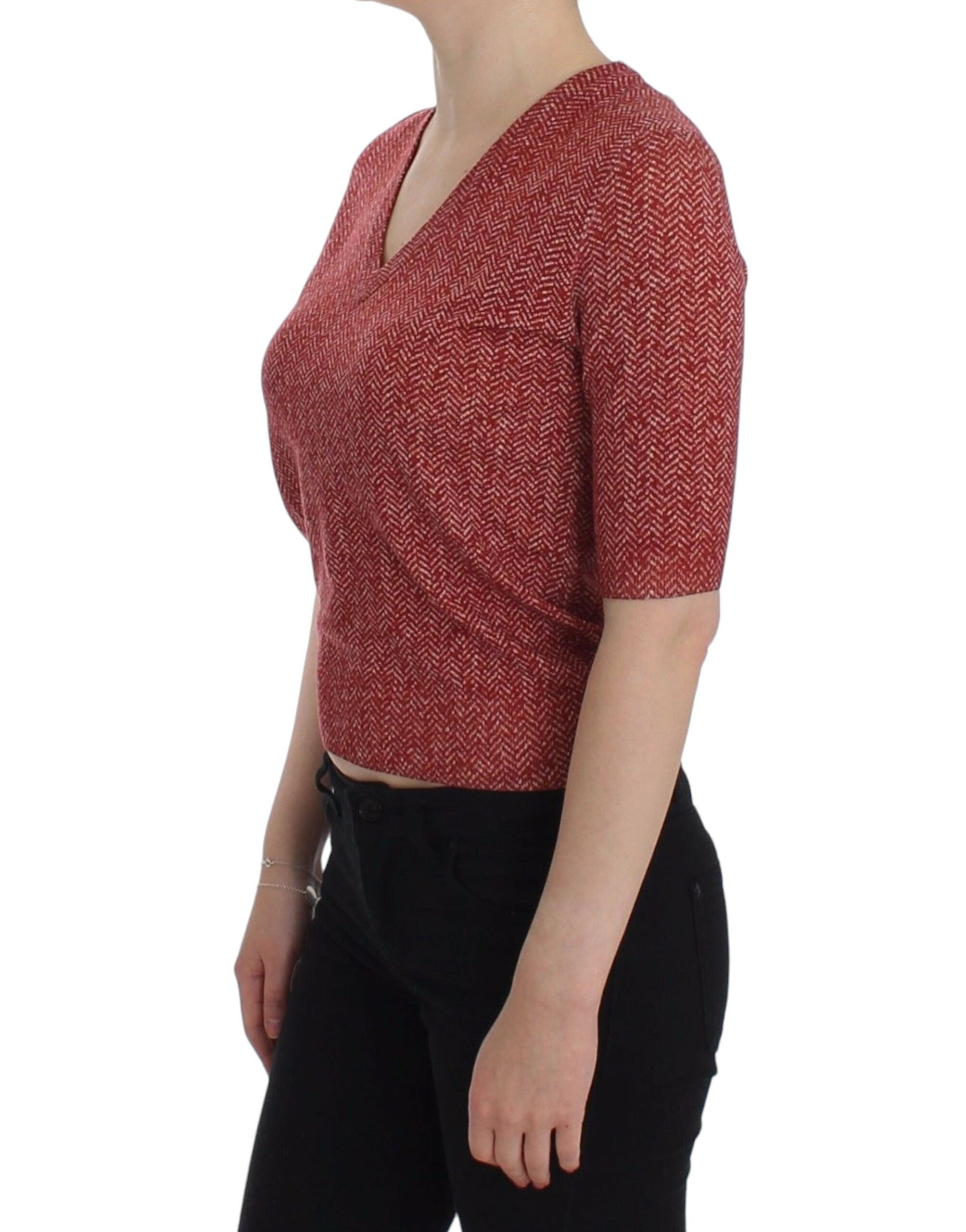 Jersey de manga corta Dolce & Gabbana en lana roja y tweed-2