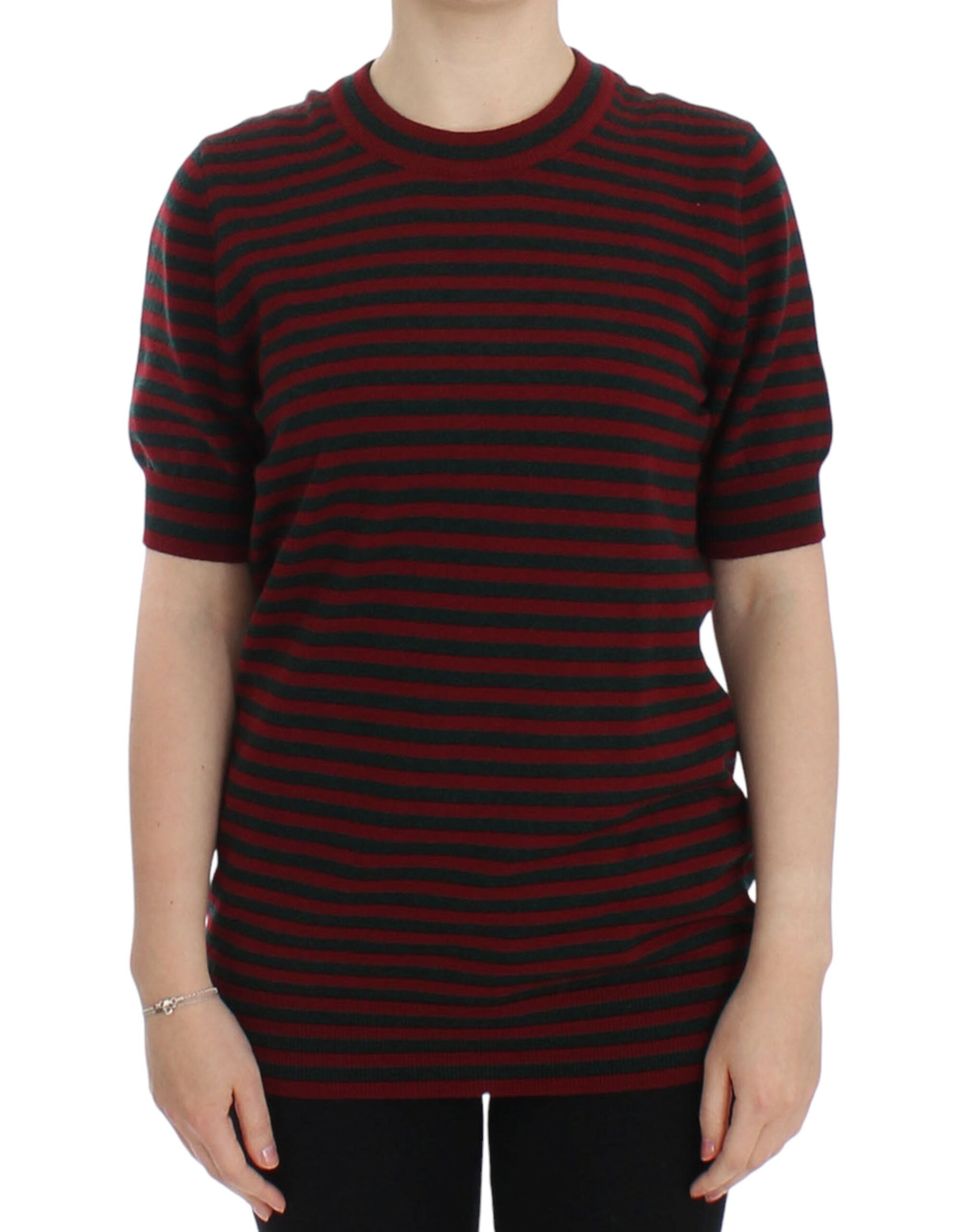 Dolce & Gabbana red-grey cashmere short-sleeved sweater-1