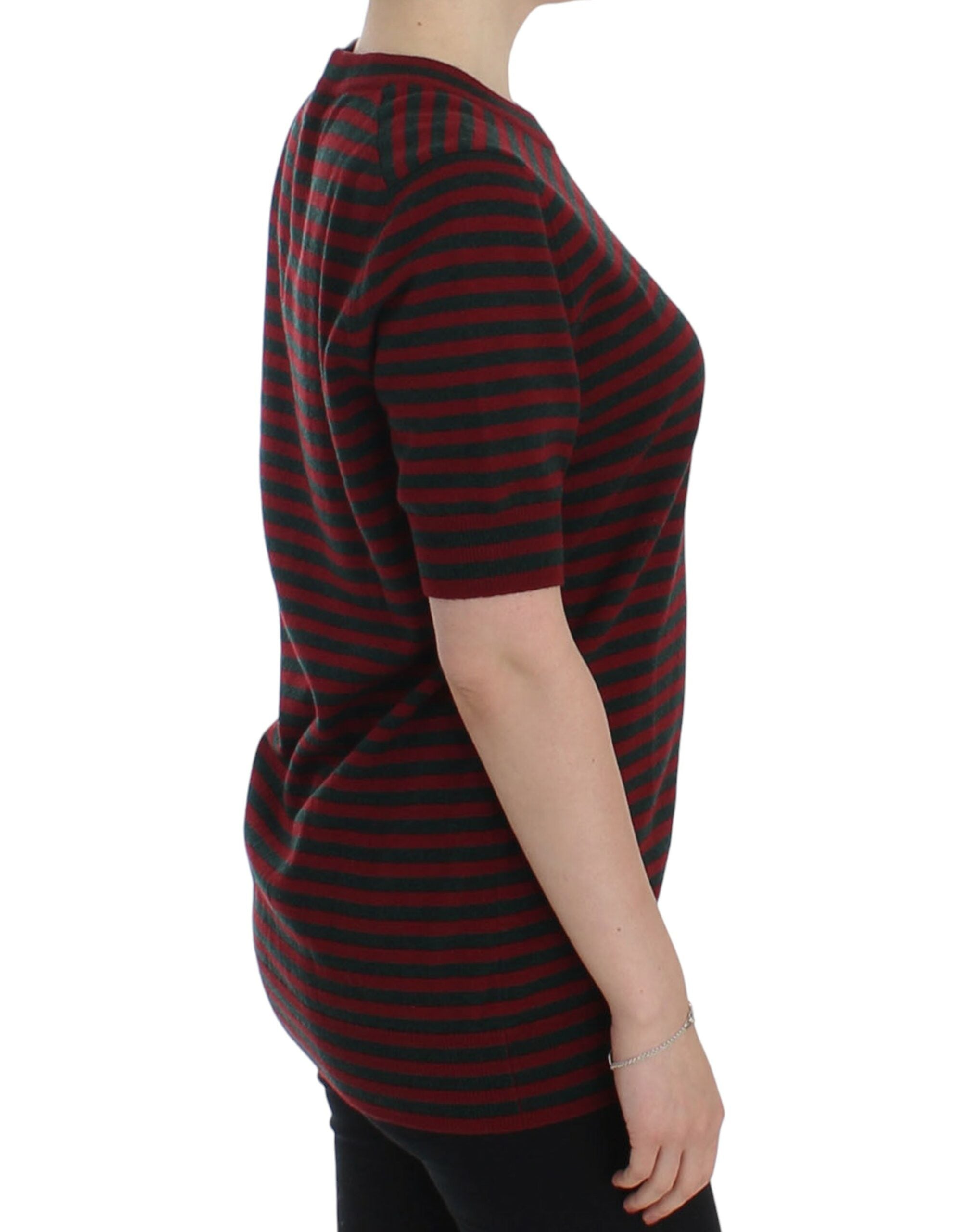 Dolce & Gabbana red-grey cashmere short-sleeved sweater-4