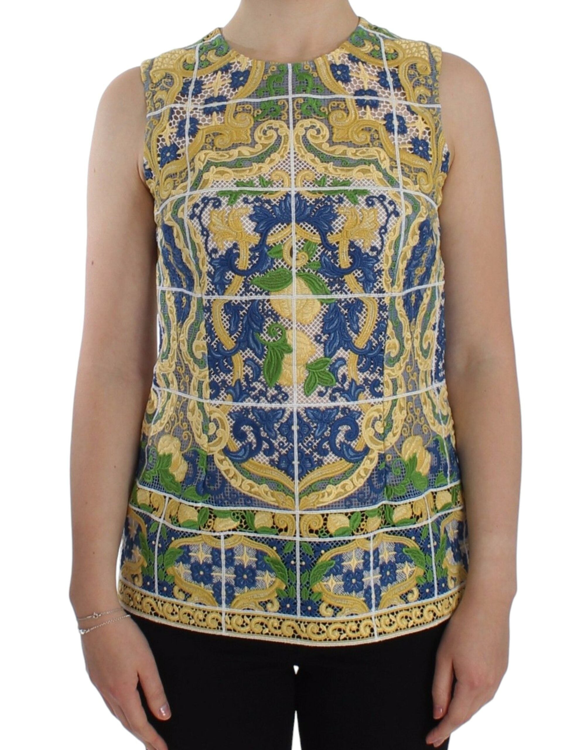 Dolce & Gabbana Jersey bordado de mayólica multicolor-1