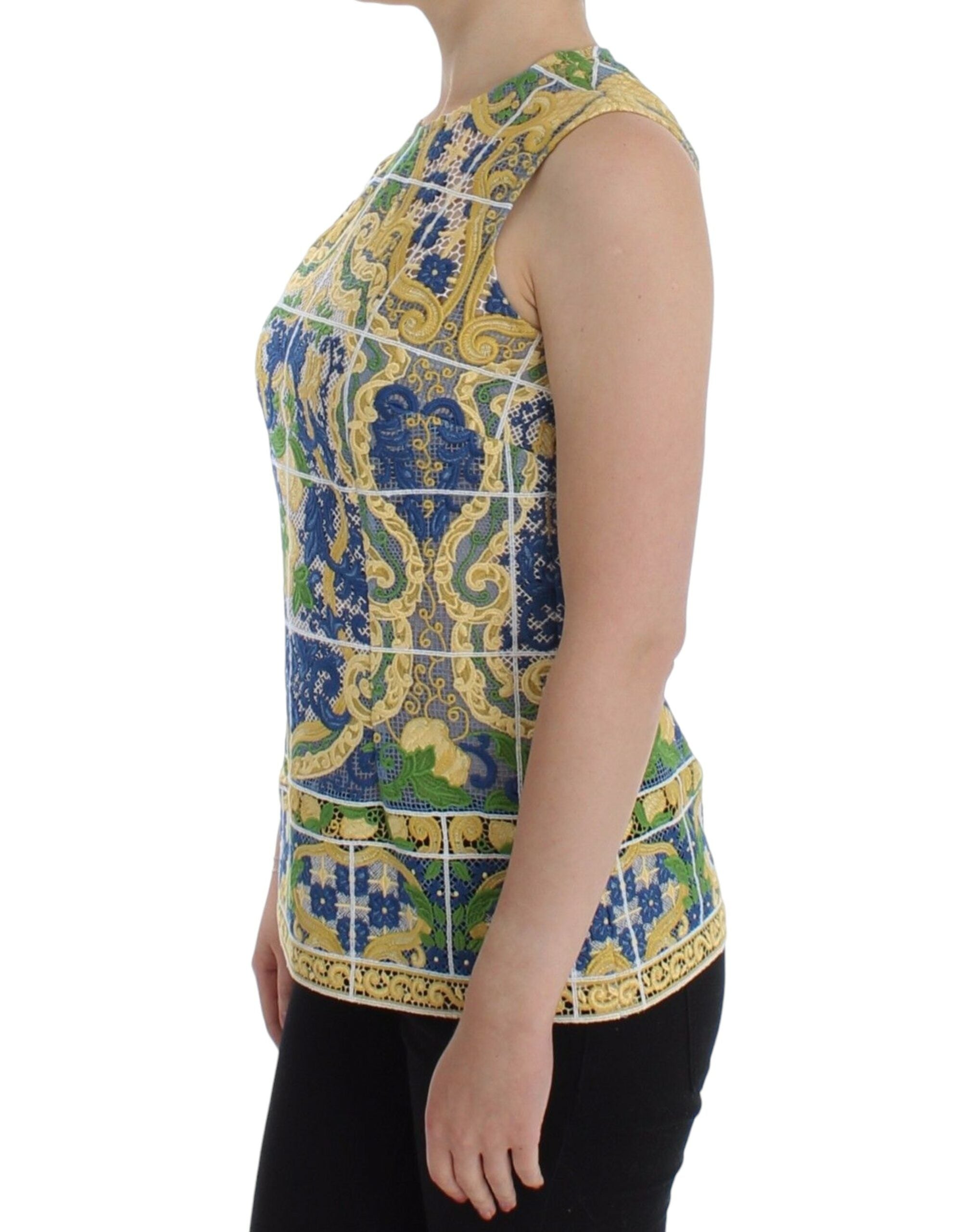 Dolce & Gabbana Jersey bordado de mayólica multicolor-2