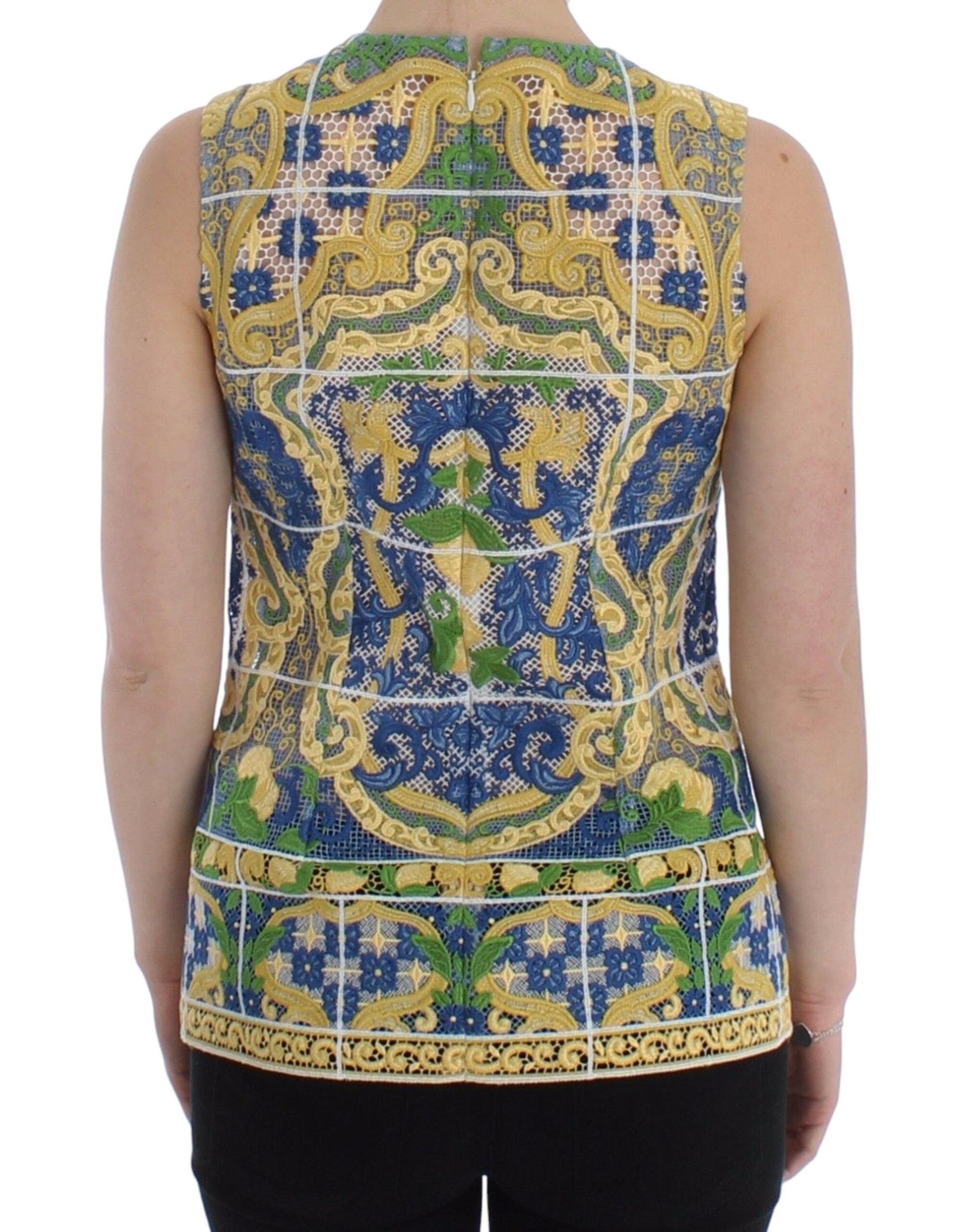 Dolce & Gabbana Jersey bordado de mayólica multicolor-3