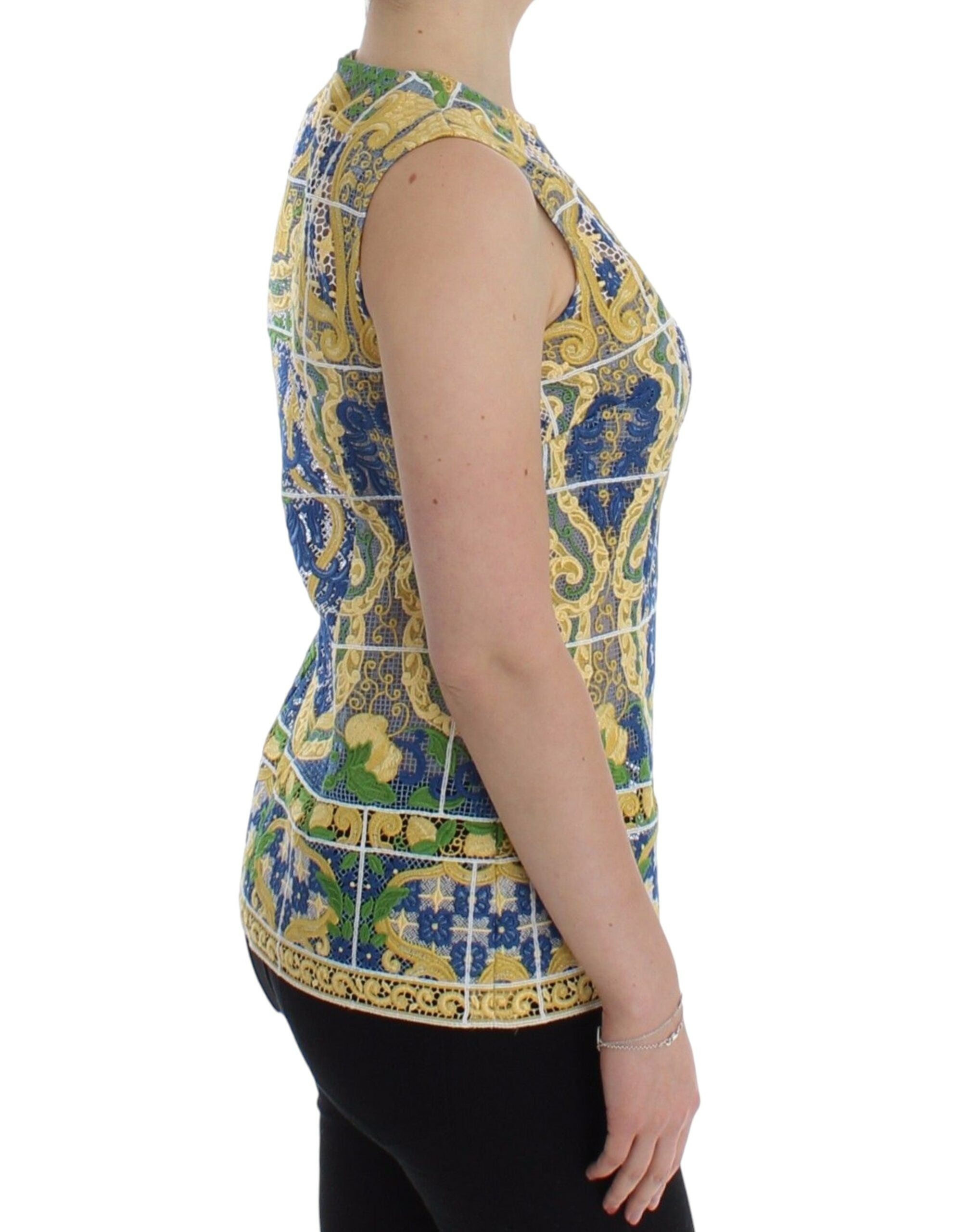 Dolce & Gabbana Jersey bordado de mayólica multicolor-4