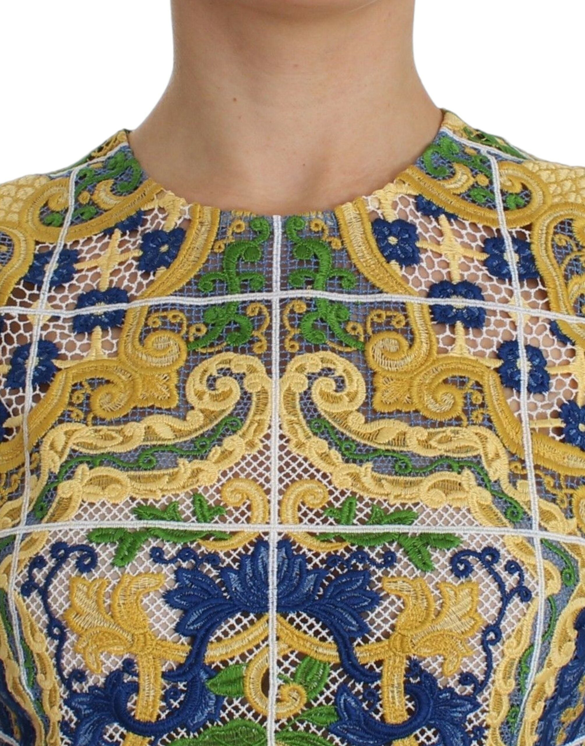 Dolce & Gabbana Jersey bordado de mayólica multicolor-5