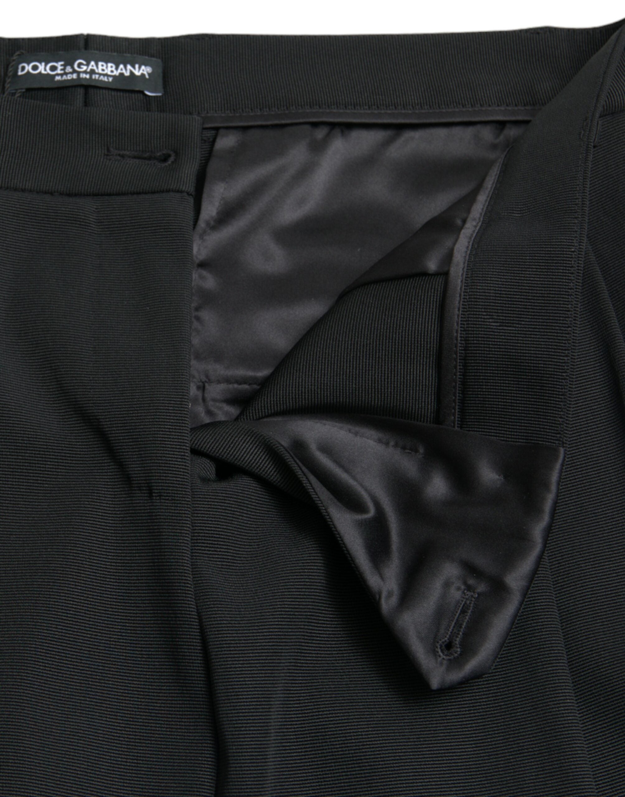 Dolce & Gabbana Schwarze Wollhose mit hoher Taille und konisch zulaufendem Schnitt-5