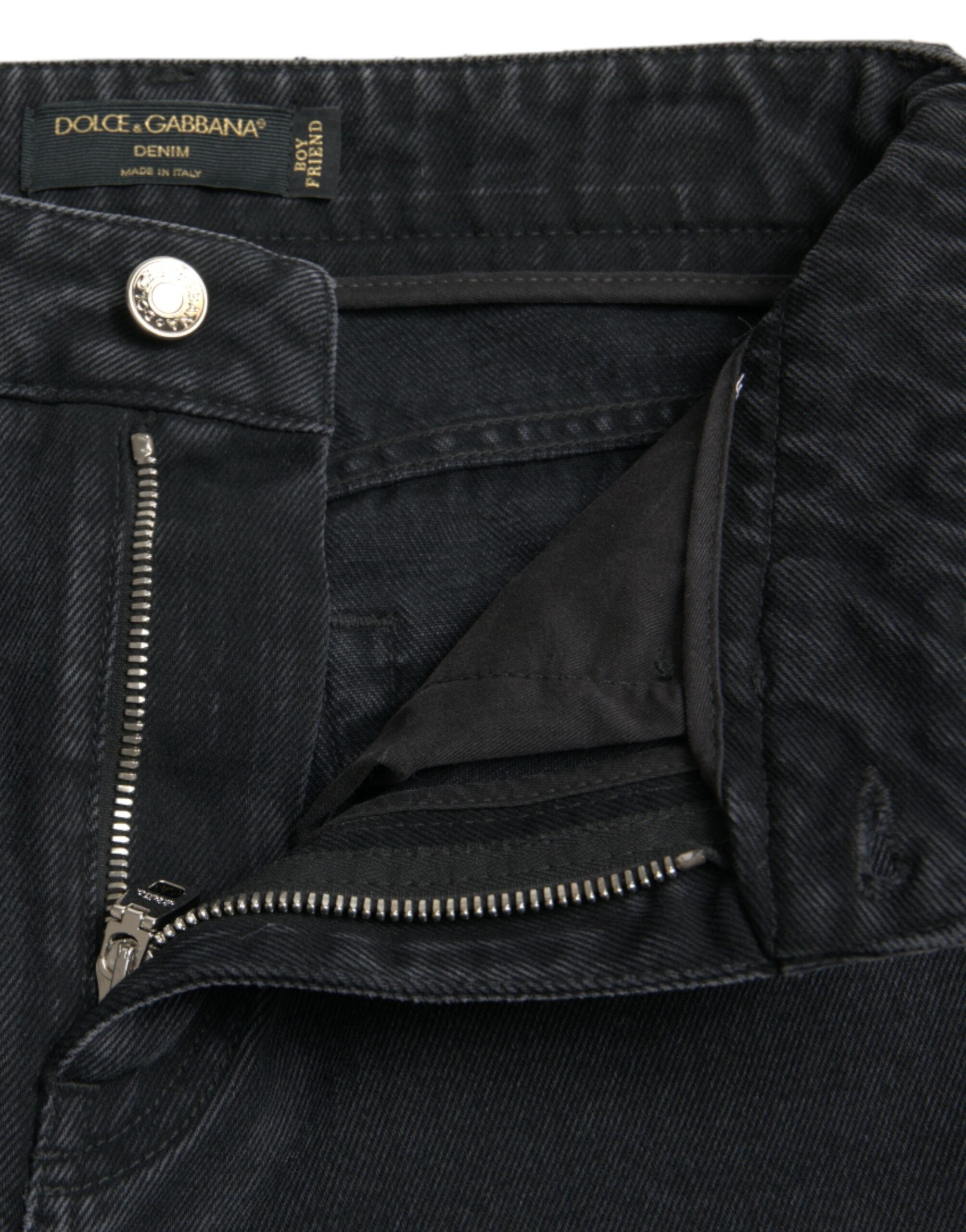 Dolce & Gabbana high-waisted black cotton jeans in distressed denim-6