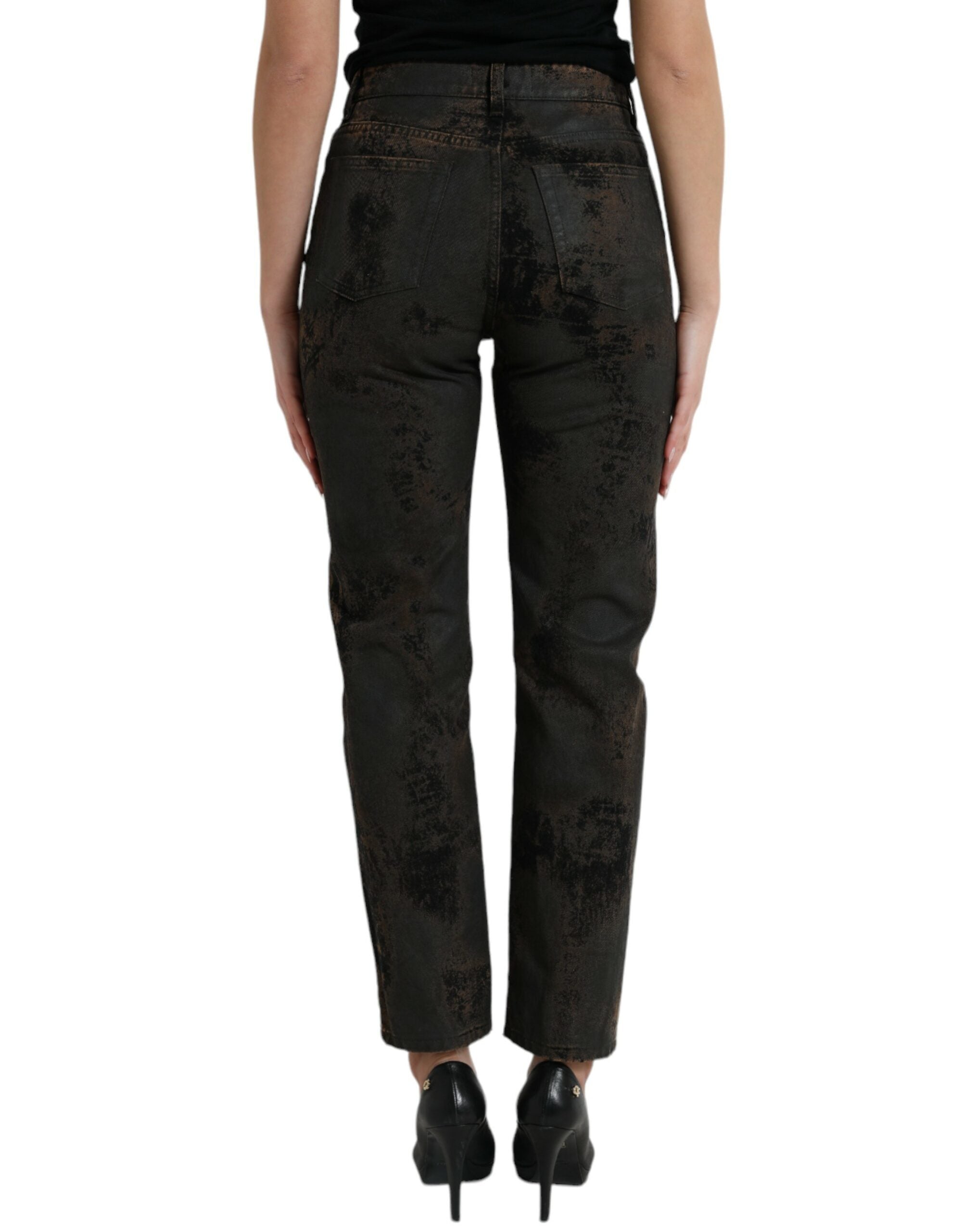Vaqueros BOYFRIEND marrones Dolce & Gabbana en denim de algodón con cintura media-3