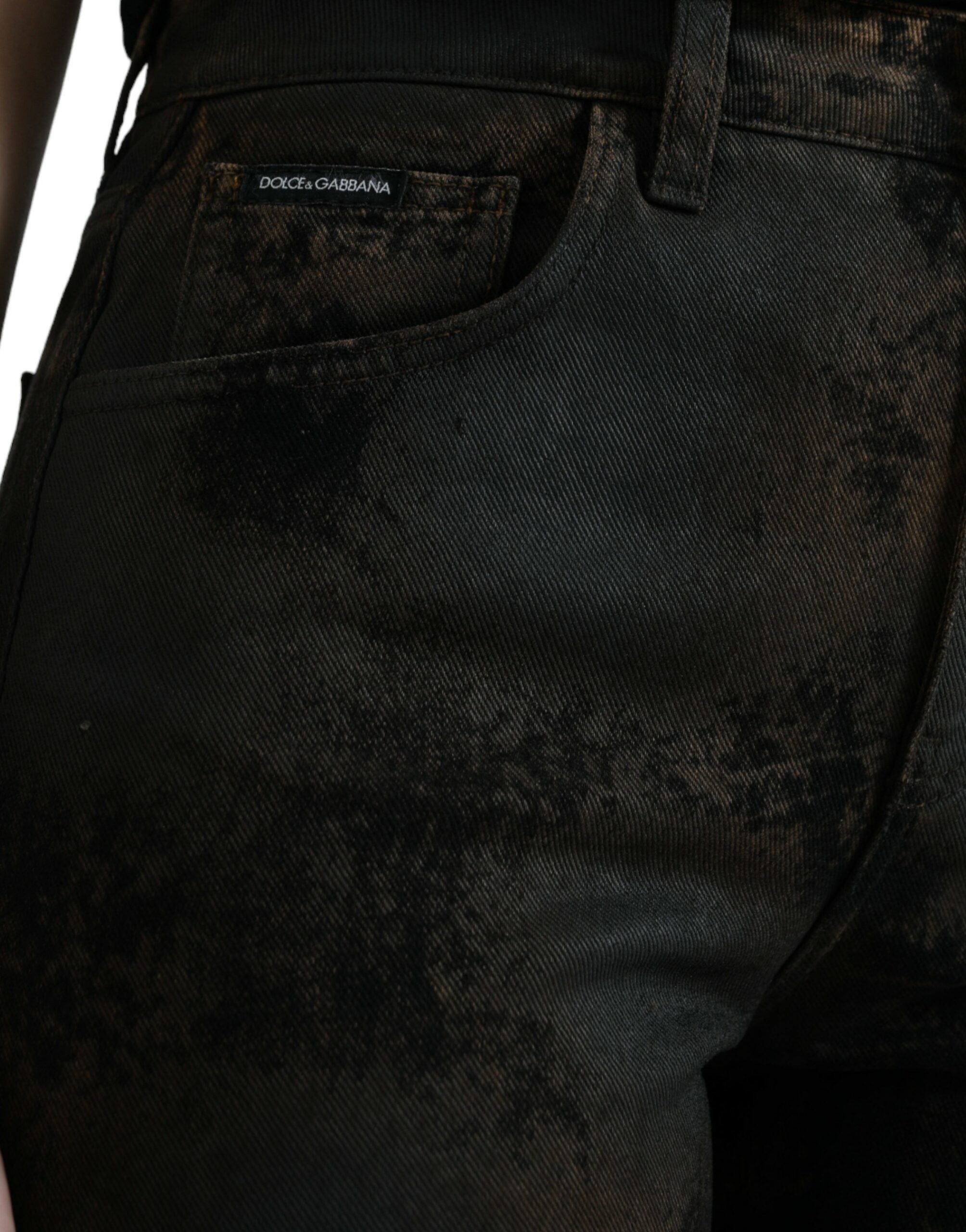 Vaqueros BOYFRIEND marrones Dolce & Gabbana en denim de algodón con cintura media-4