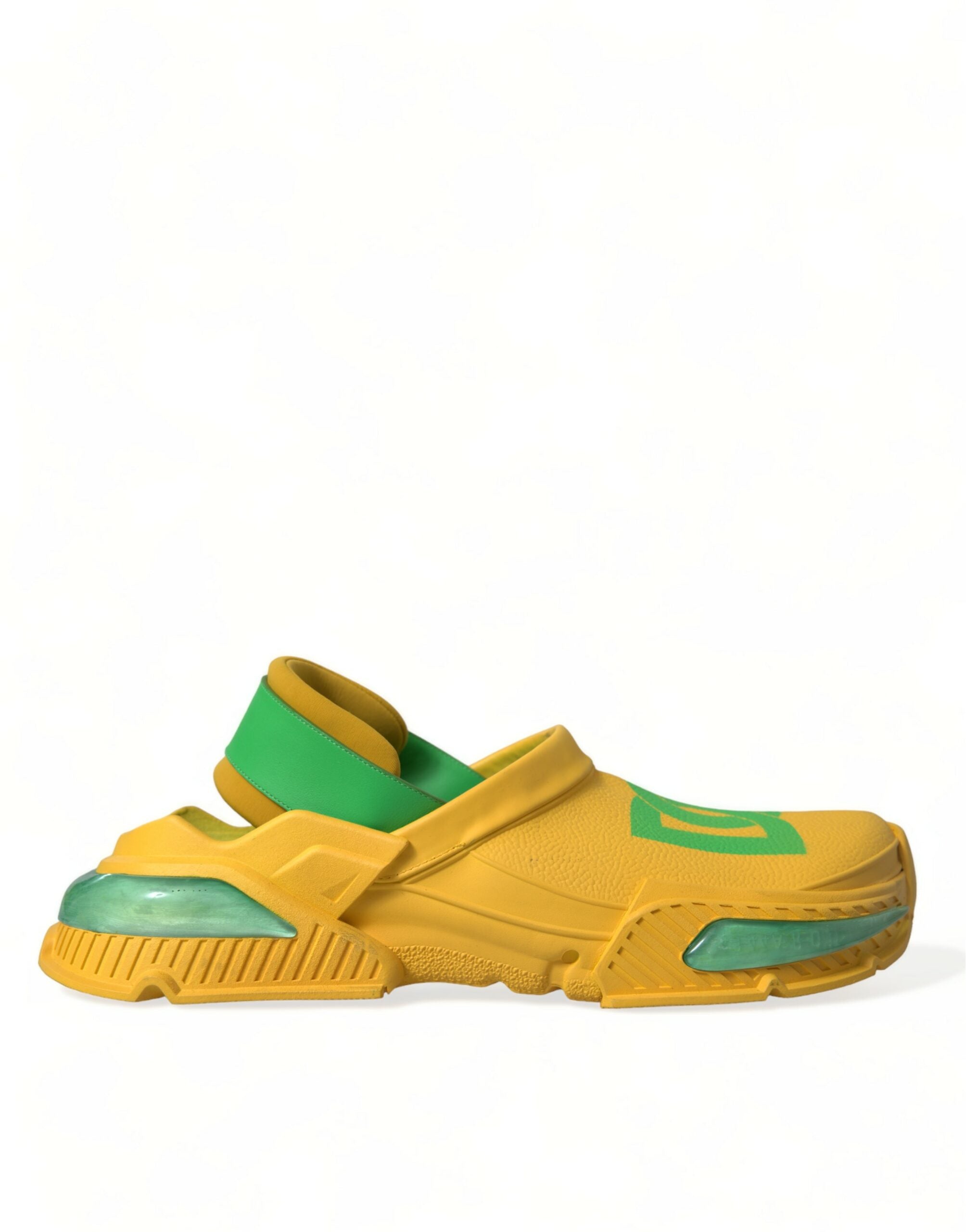 Dolce & Gabbana Yellow Green Rubber Clogs Men's Slippers Men's Shoes-1