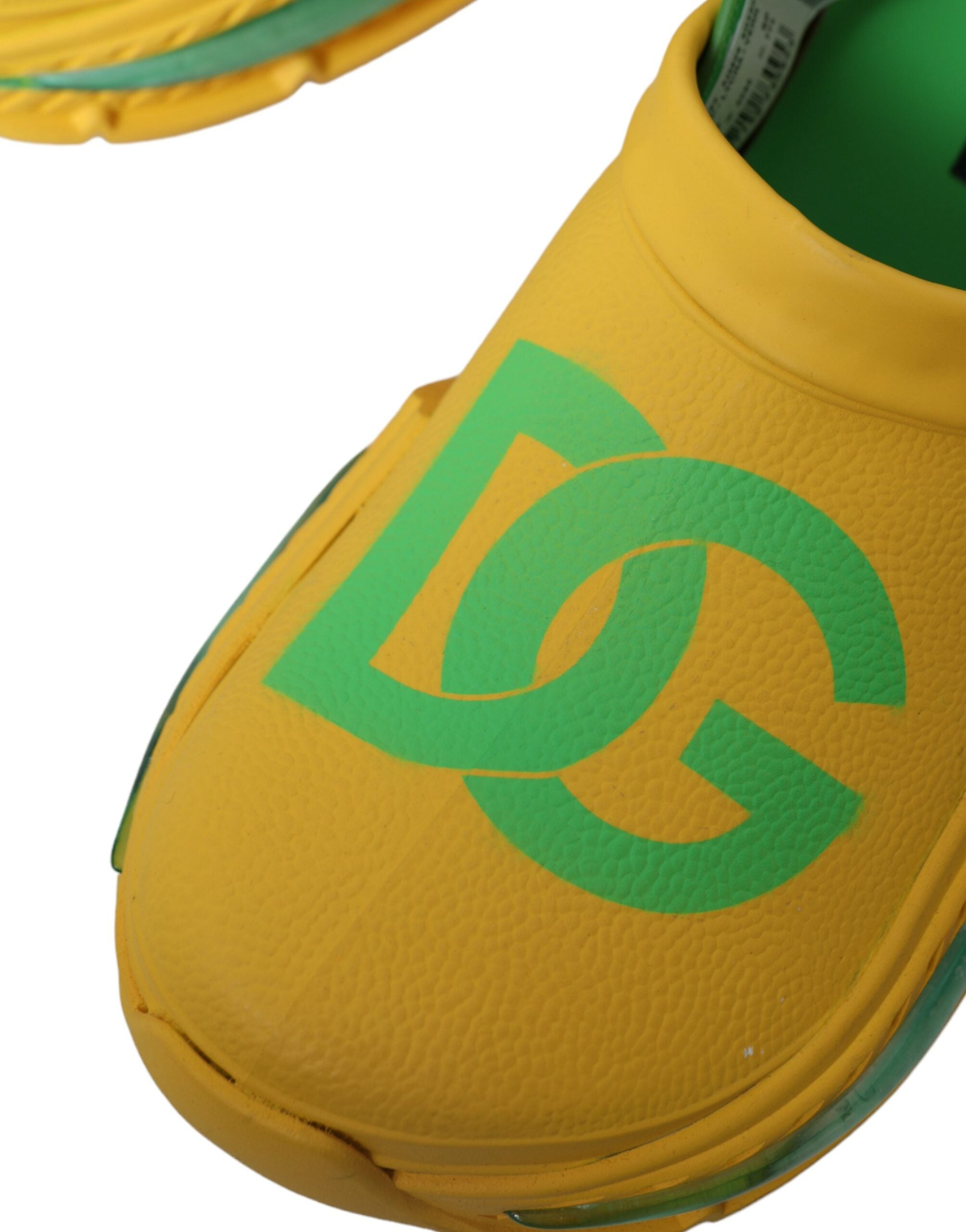 Dolce & Gabbana Yellow Green Rubber Clogs Men's Slippers Men's Shoes-7