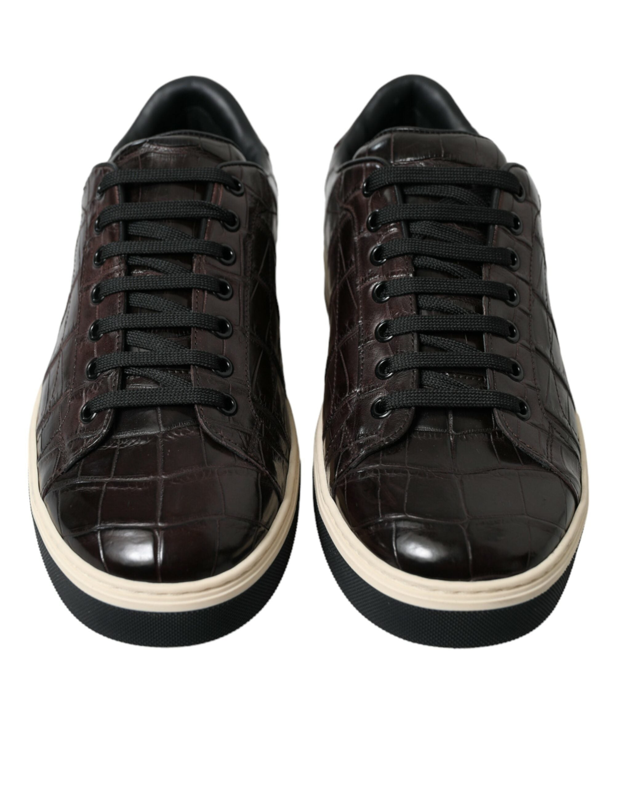 Dolce & Gabbana Brown Crocodile Exotic Leather Men's Casual Sneakers Shoes-2