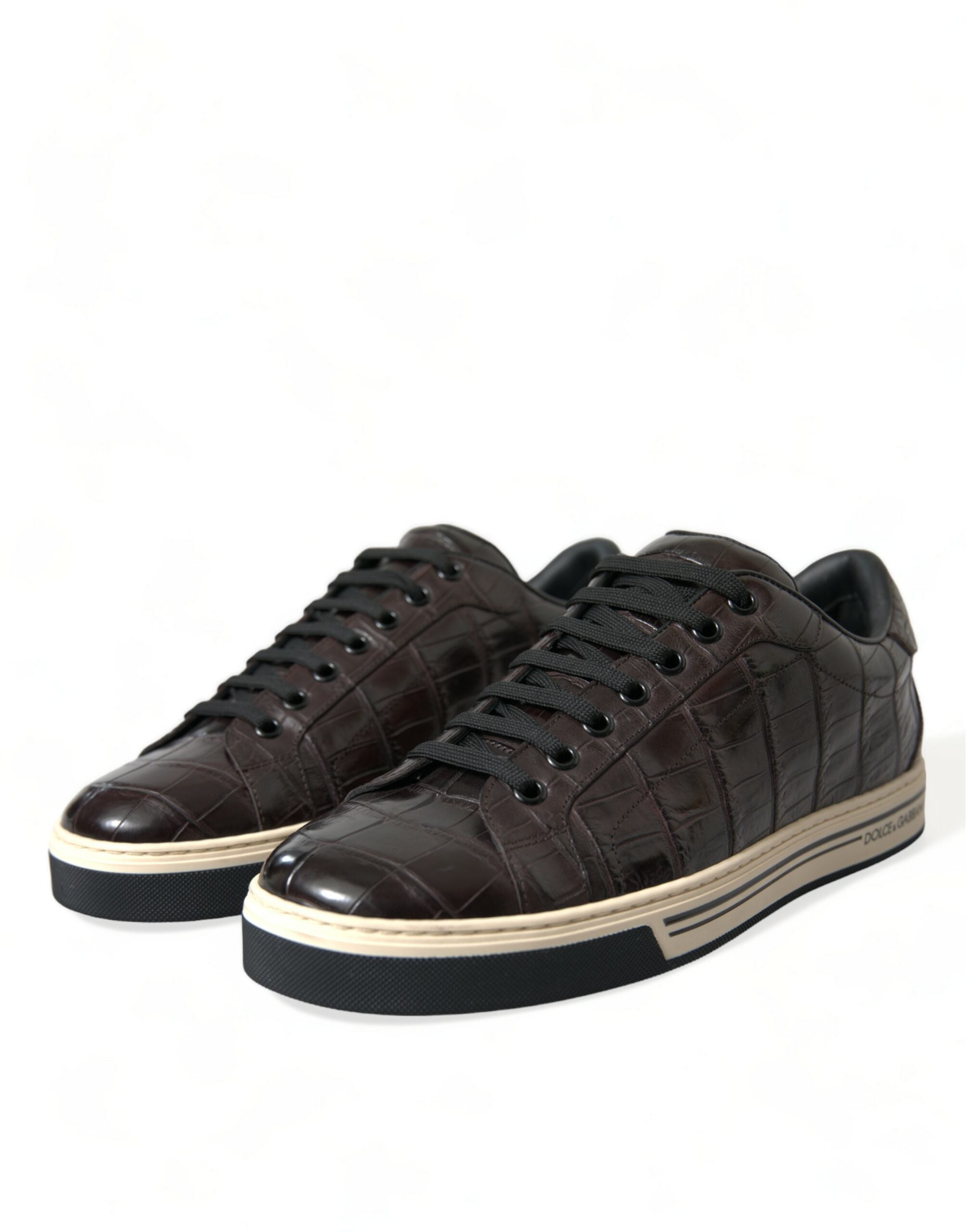 Dolce & Gabbana Brown Crocodile Exotic Leather Men's Casual Sneakers Shoes-3