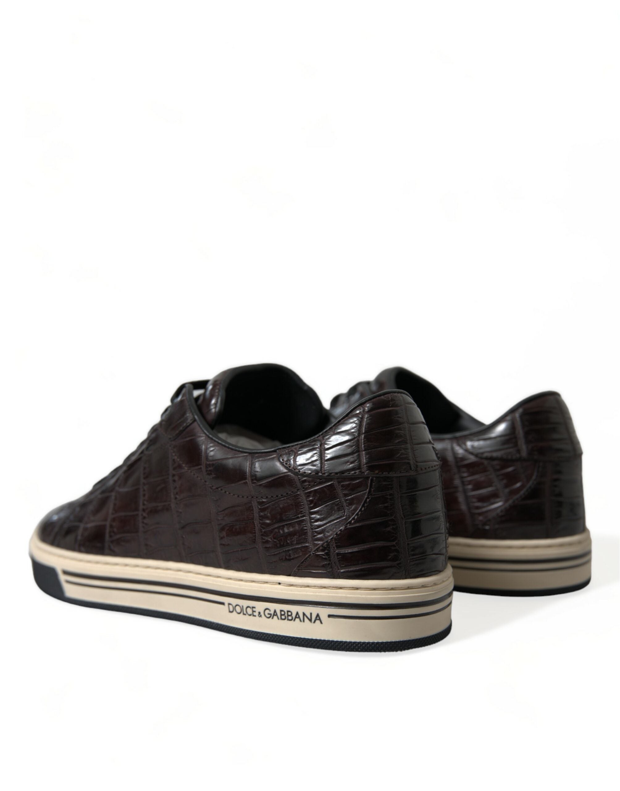 Dolce & Gabbana Brown Crocodile Exotic Leather Men's Casual Sneakers Shoes-4