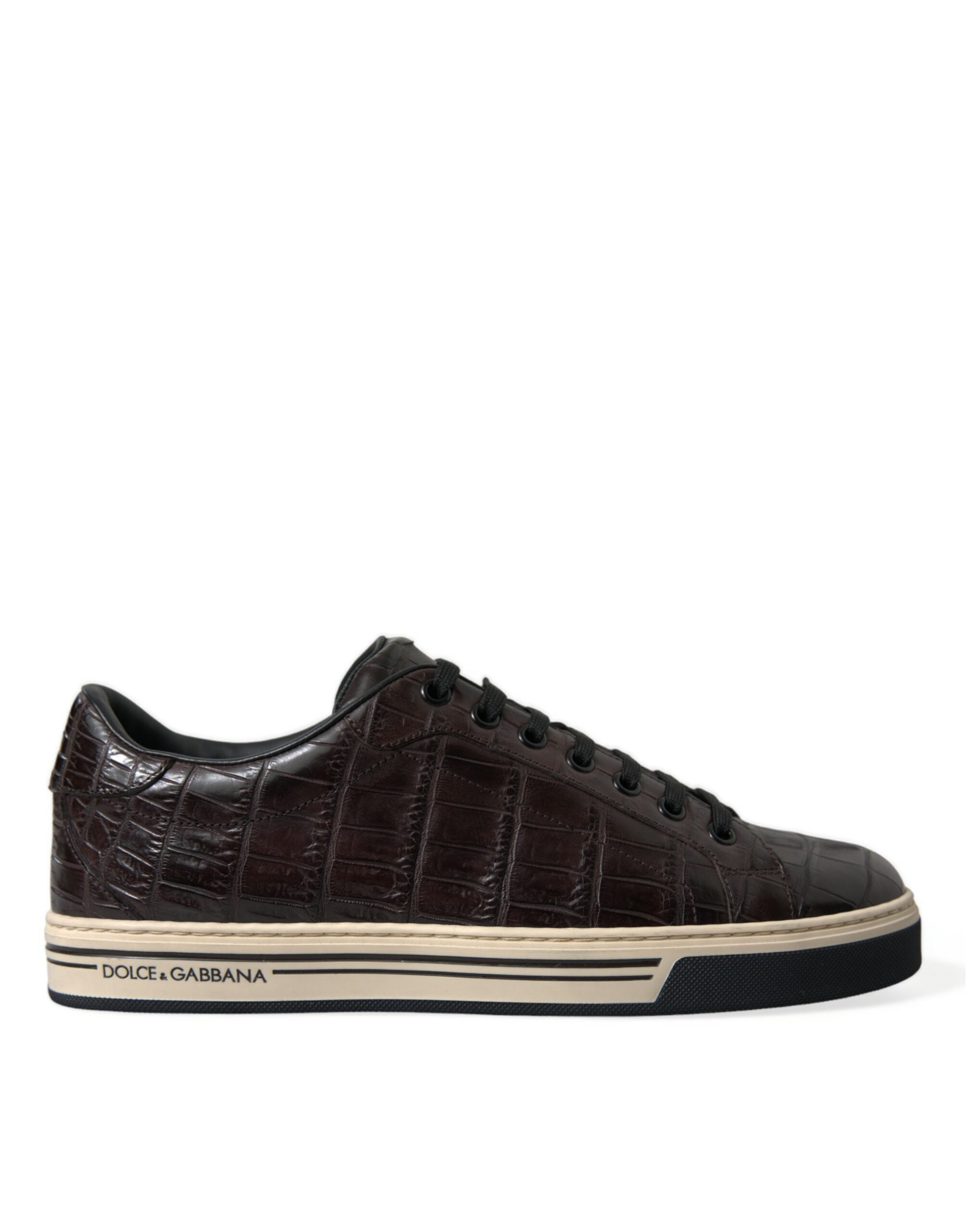 Dolce & Gabbana Brown Crocodile Exotic Leather Men's Casual Sneakers Shoes