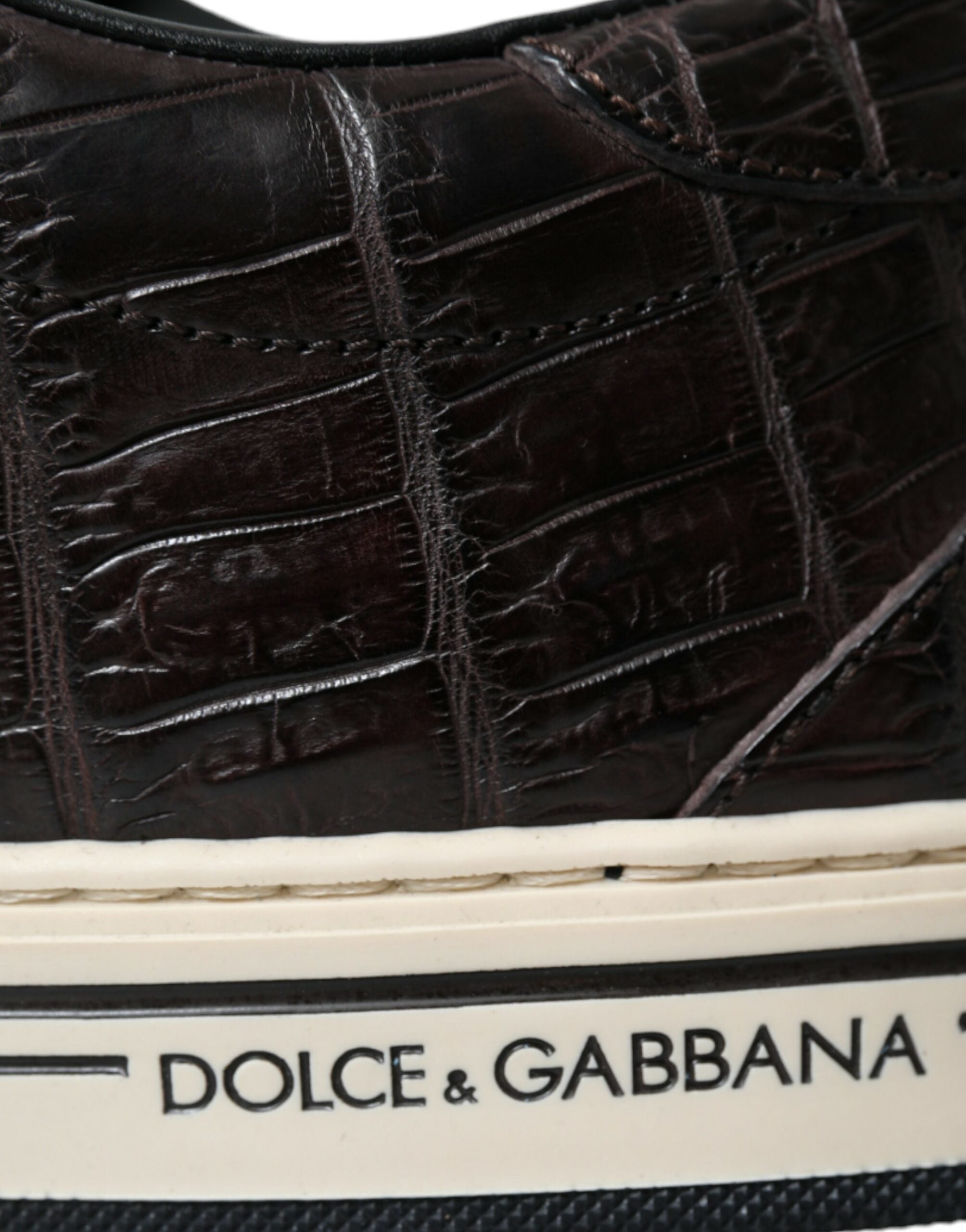 Dolce & Gabbana Brown Crocodile Exotic Leather Men's Casual Sneakers Shoes-7