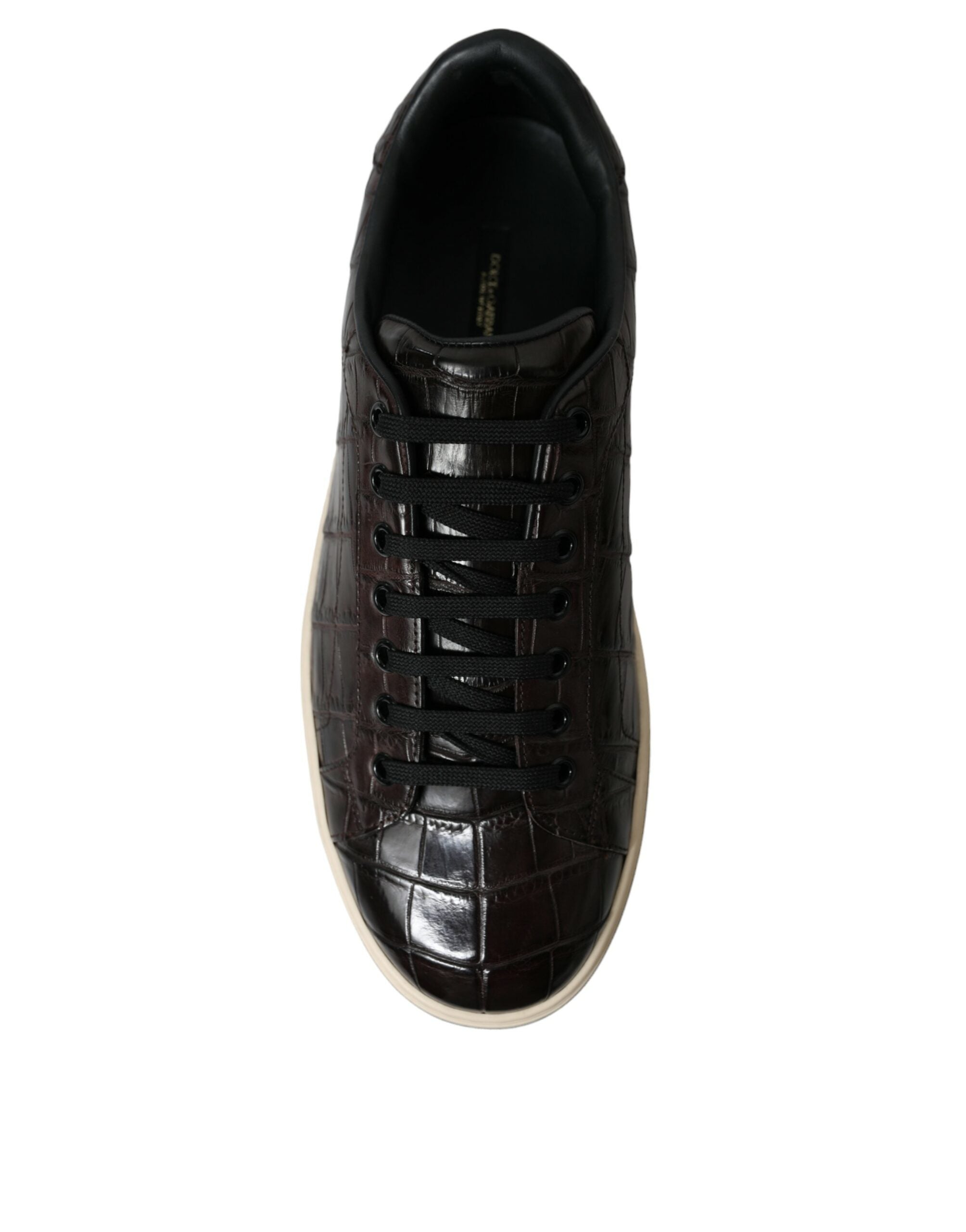 Dolce & Gabbana Brown Crocodile Exotic Leather Men's Casual Sneakers Shoes-8